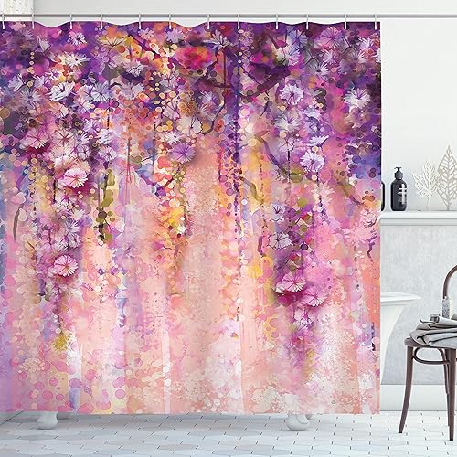 Miniatura 88 de ambesonne Decor Collection tela de poliéster cortina de ducha de baño Gris Verde,Verde coco.,Fucsia Beige,Rosa y blanco,Ámbar Bronceado Gris,Manzana