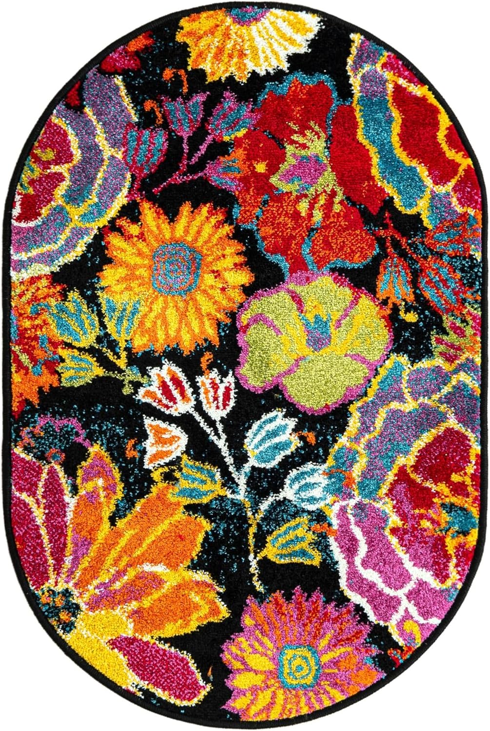 Unique Loom Lyon Collection Area Rug - Kennedy (2' 2" x 3' 1" Oval Black/Green)