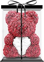 Birkental Rosen Bär - extra großer 40-45cm handgemachter Rosenbär mit Herz und Geschenkbox - Blumenbär als Geburtstagsgeschenk für Frauen, Freundin, Geburtstag, Rose Bear Teddybär (Rot)
