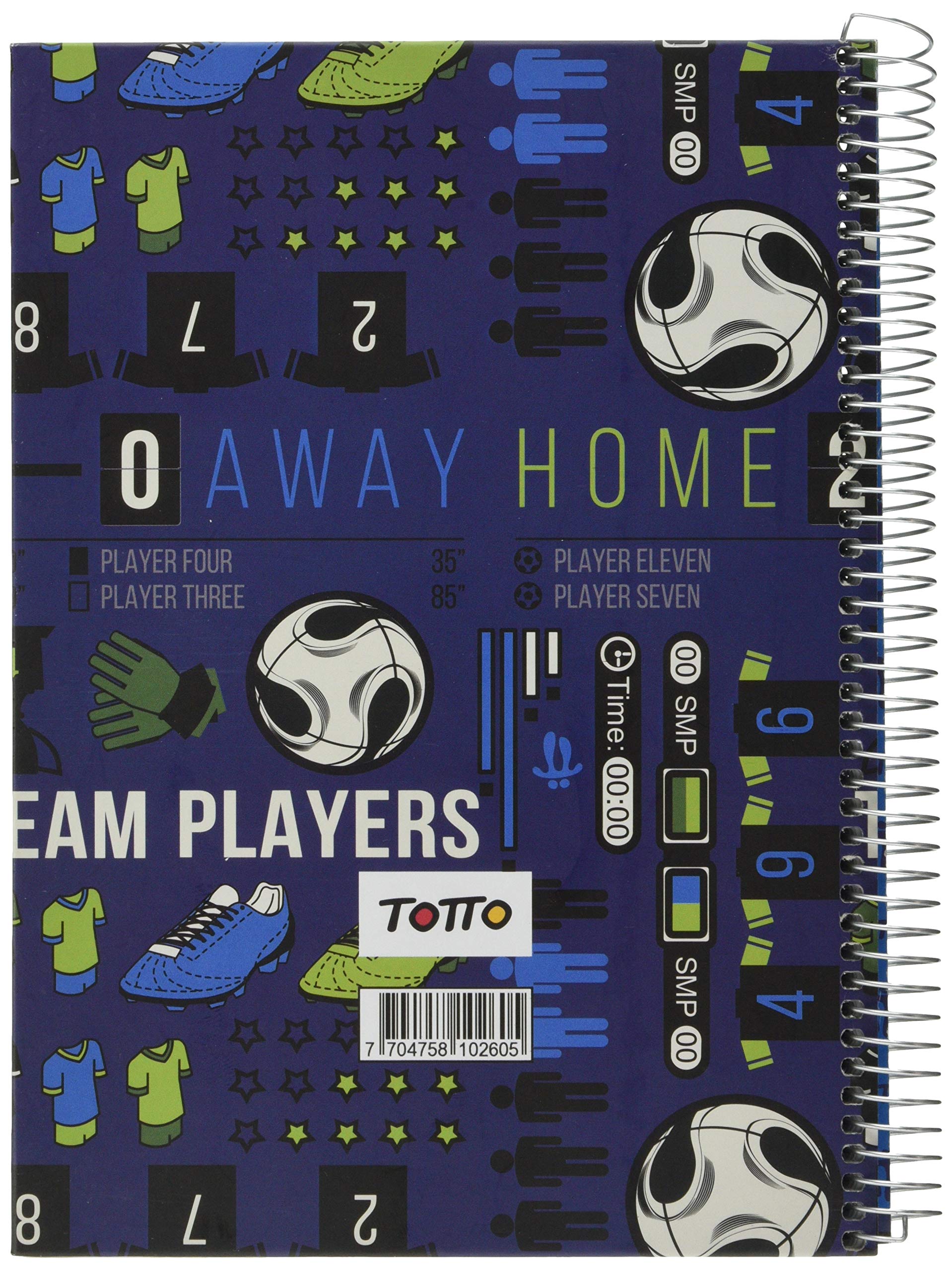 Totto AC92IND025-1820Z-0LI Cuaderno A5 Tapa Forrada Azul Soccer