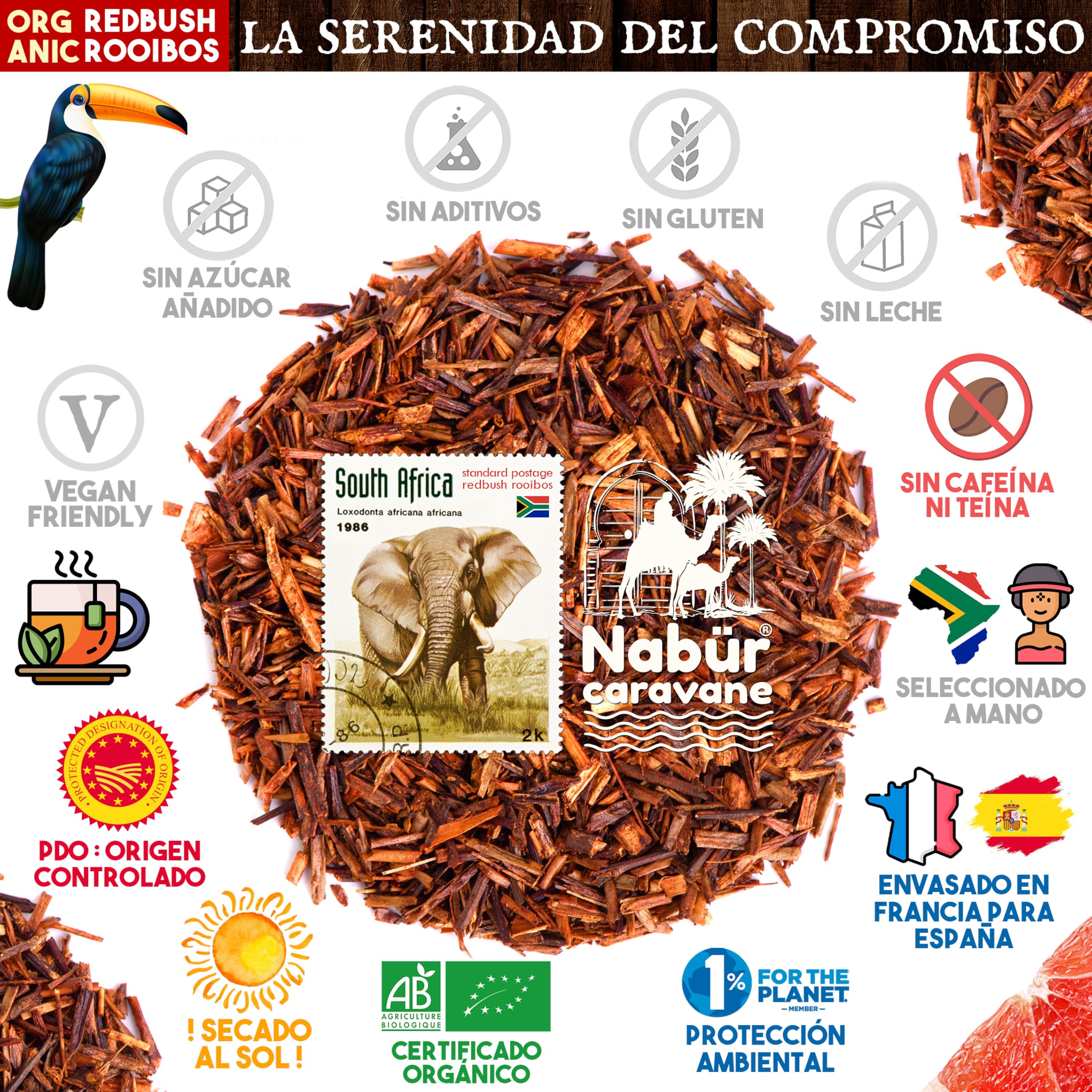 Rooibos Biologico Sfuso Bio 200g Tè Rosso Antiossidante 0% Teina Caffeina Nabür