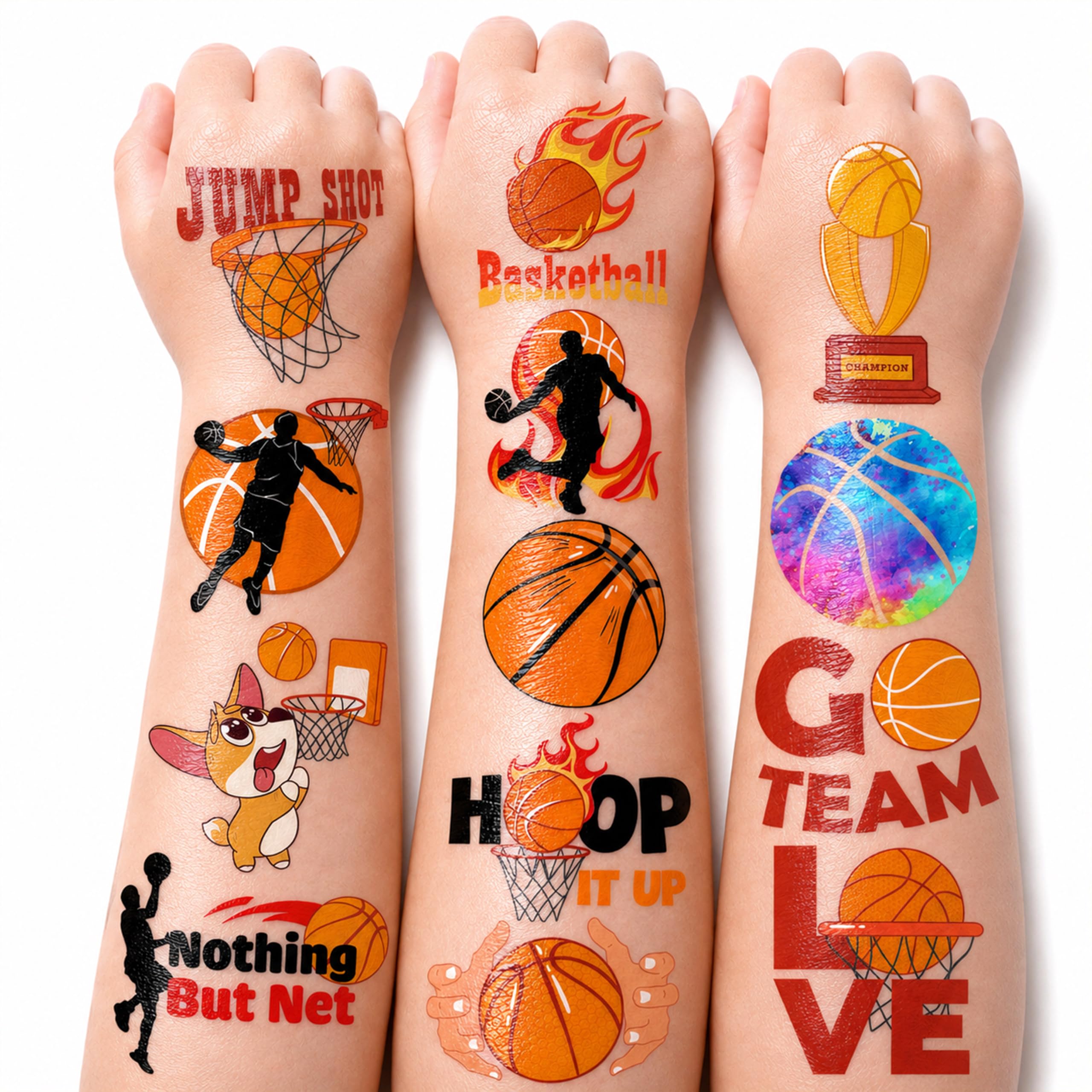 120 PCS Basketball Sports Pre-Cut Temporary Tattoos for Kids |