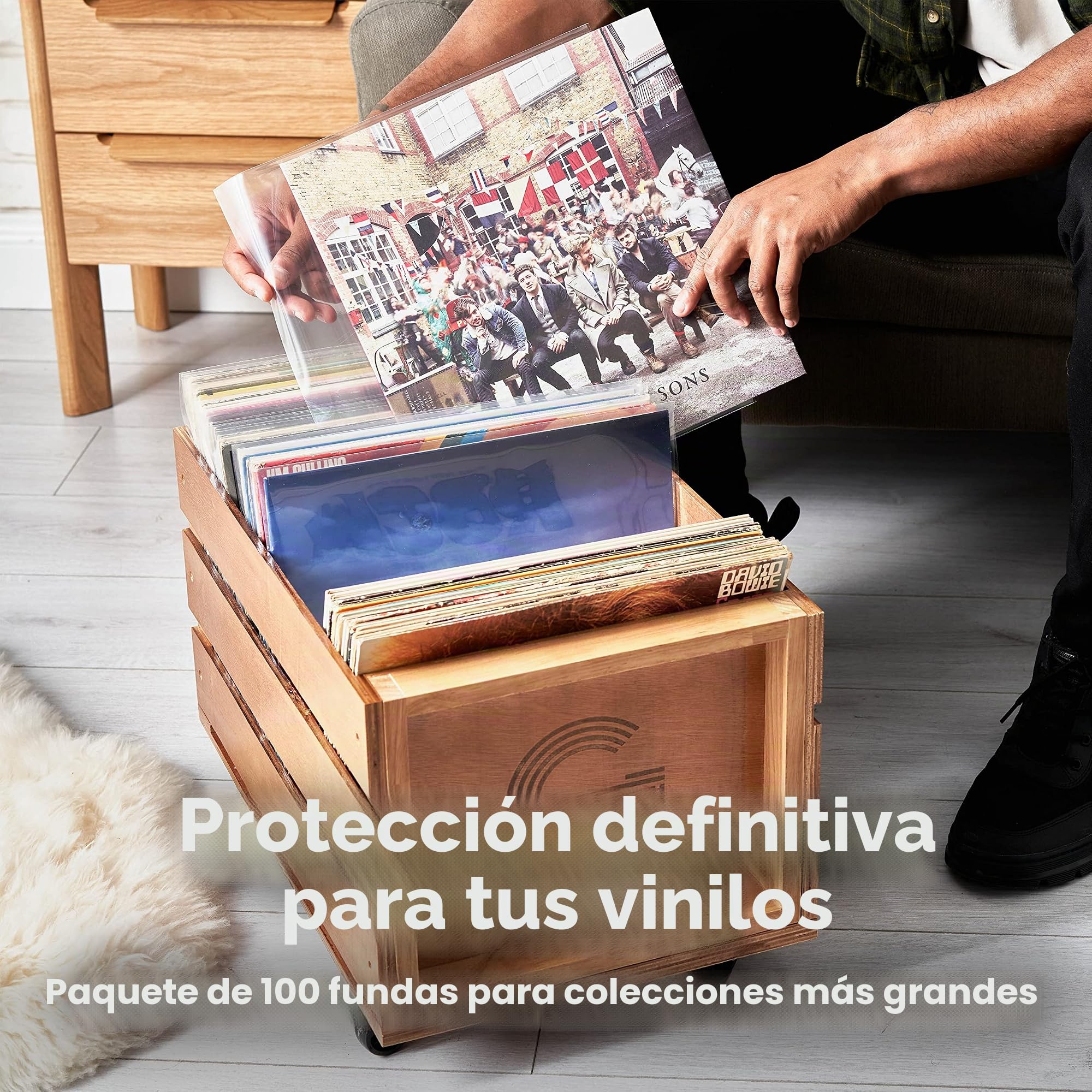 Fundas exteriores de vinilo de 30,5 cm, transparentes, resistentes a las arrugas y duraderas, no se decoloran, compatible con la mayoría de discos de vinilo y doble, Claro, Moderno