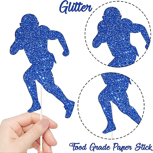 Miniatura 3 de 24 decoraciones de fiesta de fútbol con purpurina para cupcakes, decoración de fiesta de cumpleaños, decoración de pastel de rugby para jugadores de