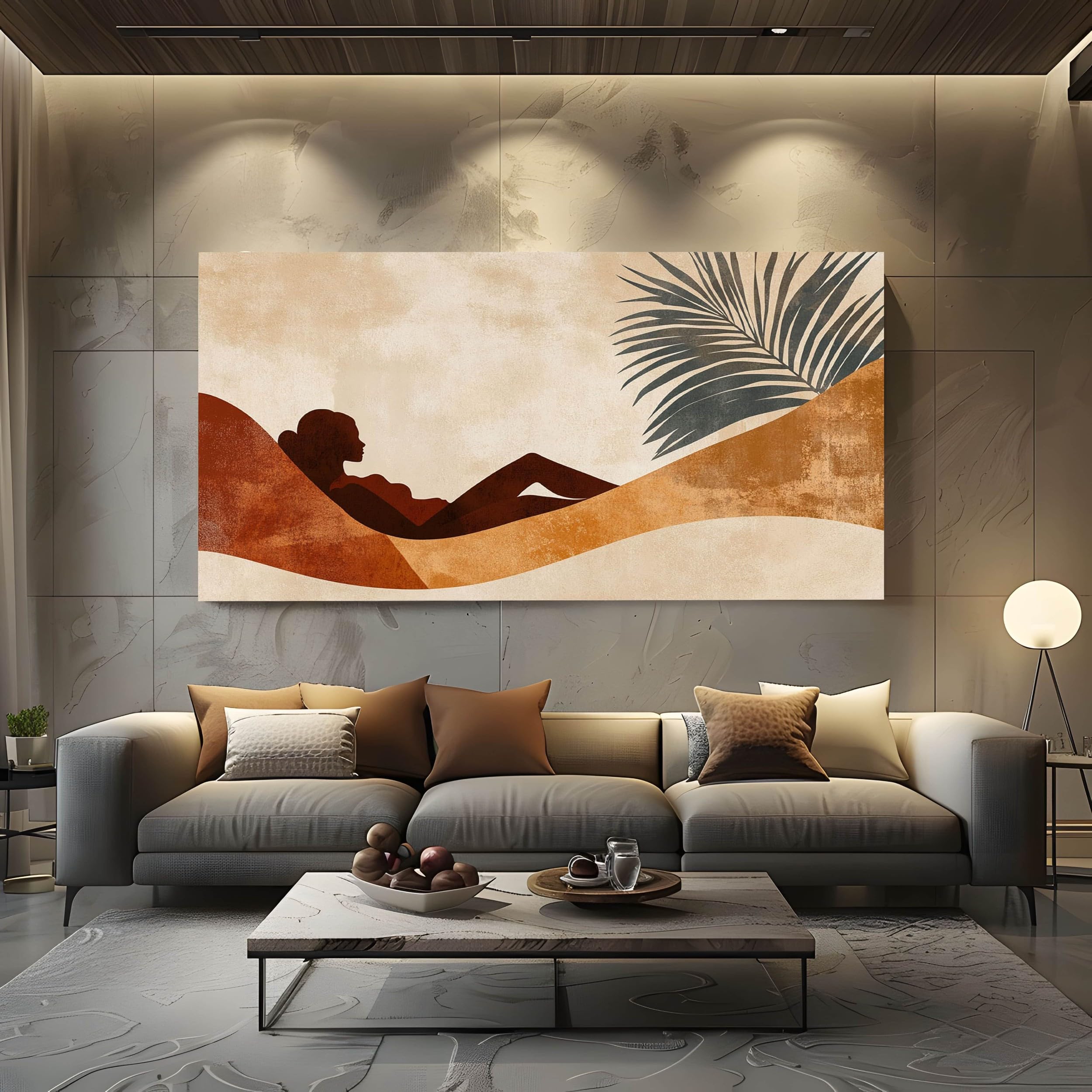 ZORYAN Tableau sur Toile Bohème Silhouette Femme Grand Format XXL 80x160 cm