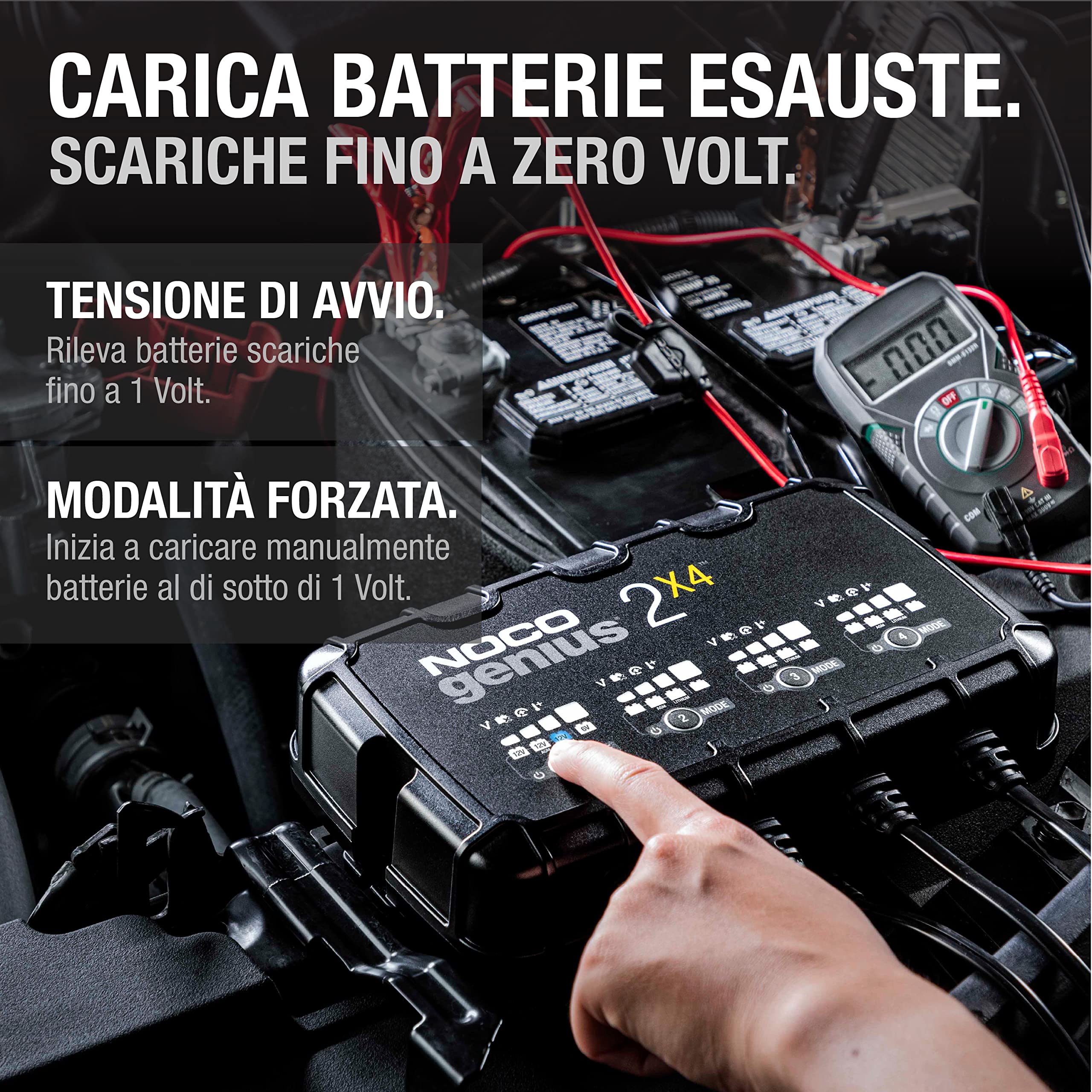 NOCO GENIUS2X4: Caricabatterie Intelligente 8A 4 Canali (2A/Canale) 6V/12V – Mantenitore di Carica e Desolfatatore con Protezione da Sovraccarico e Compensazione Termica – Per Batterie Piombo e Litio