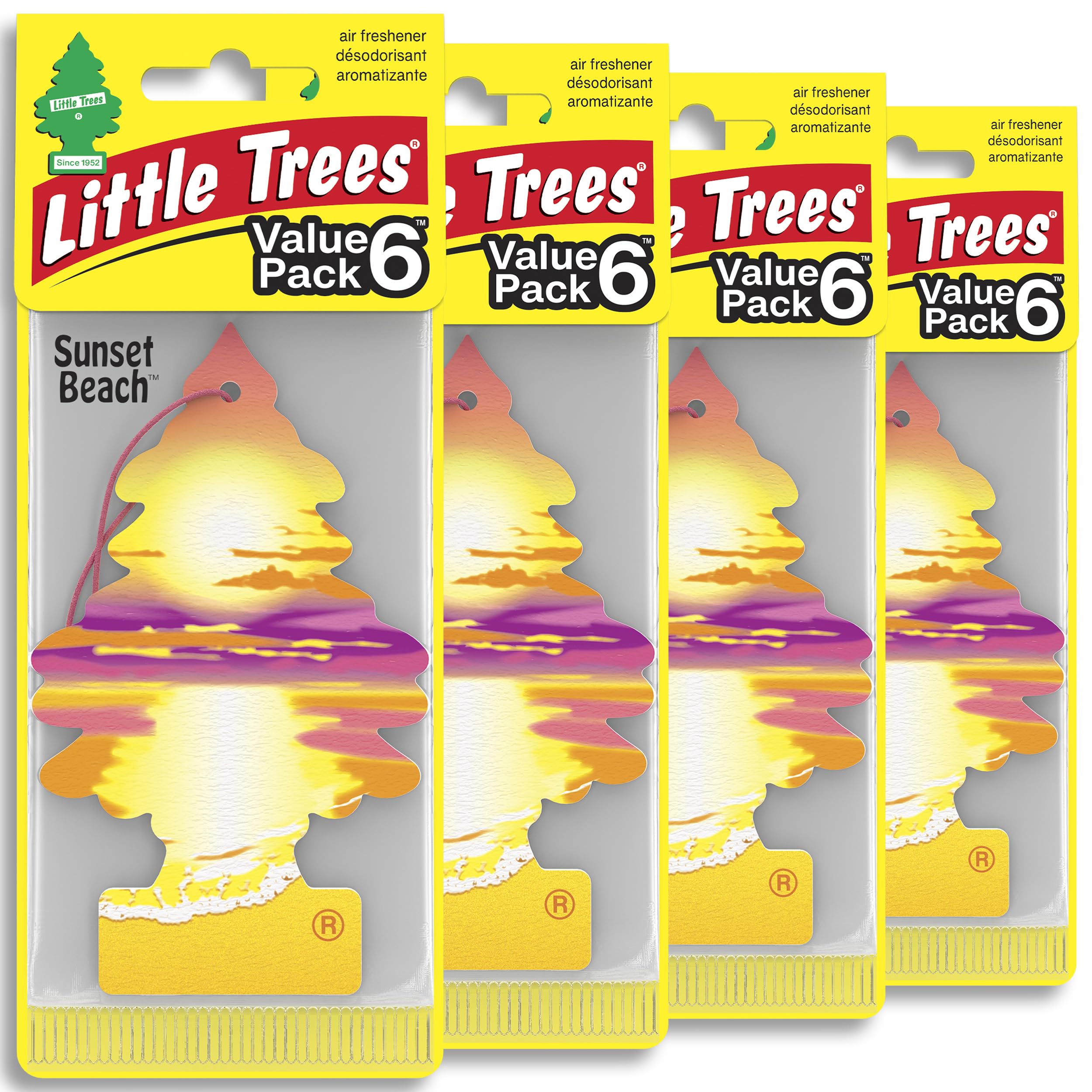 LITTLE TREES Car Air Freshener | Hanging Tree Provides Long Lasting Scent for Auto and Home | 24 Air Fresheners |Sunset Beach