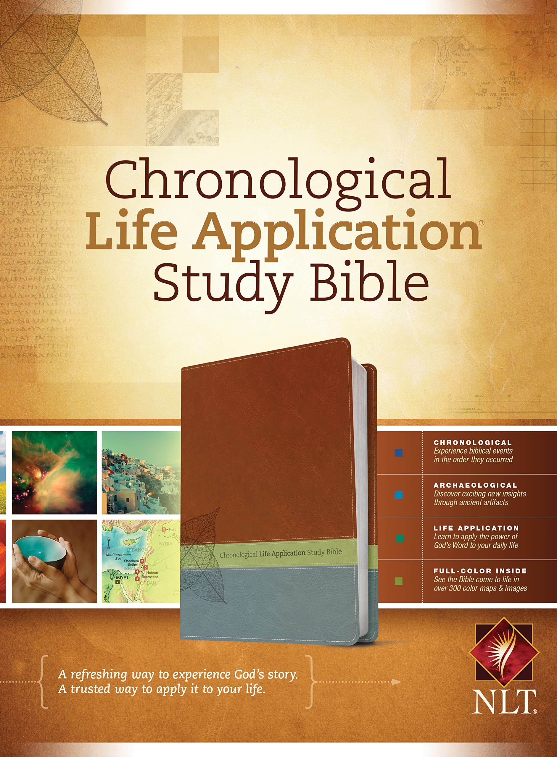 NLT Chronological Life Application Study Bible, TuTone (LeatherLike, Brown/Green/Dark Teal)