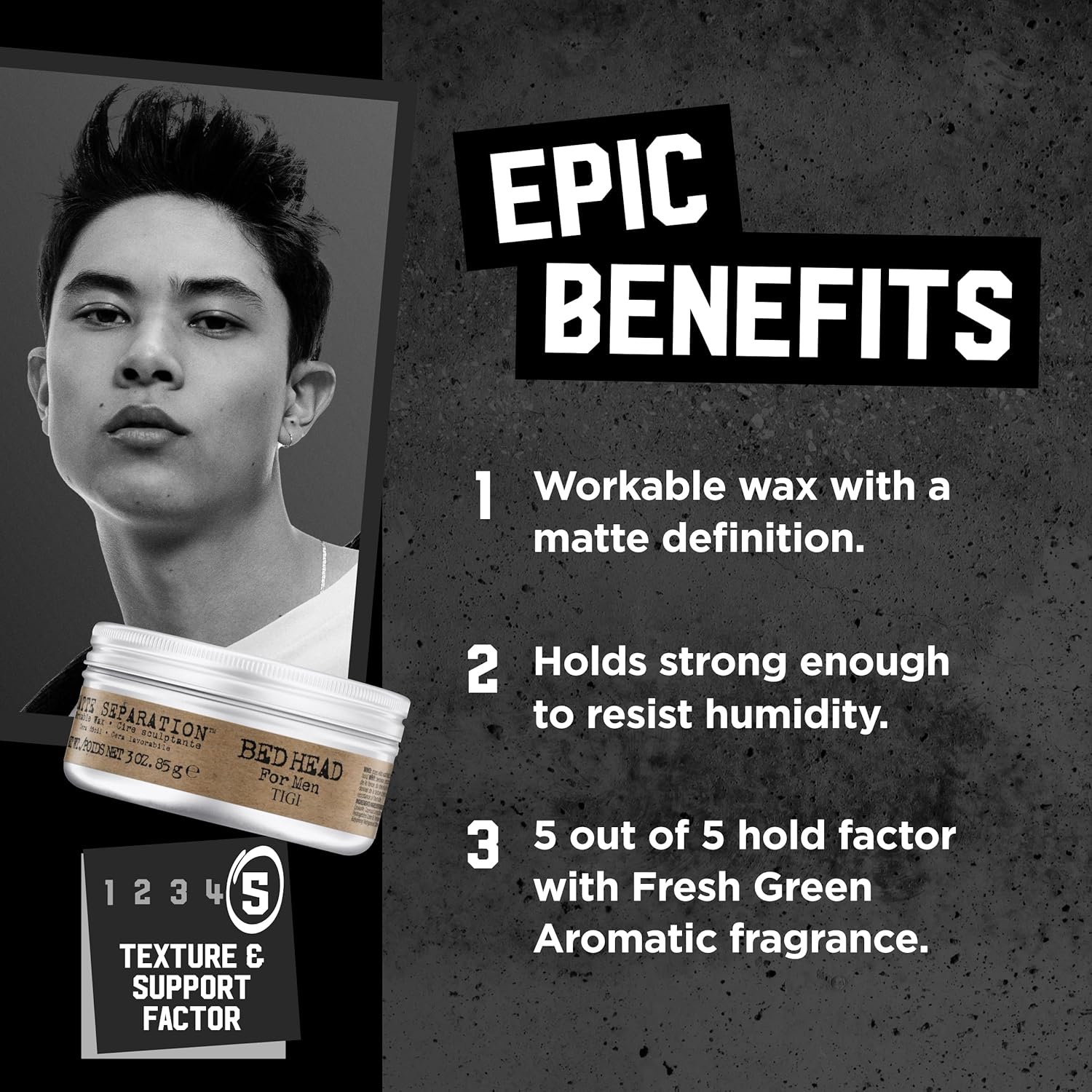 TIGI Bed Head for Men Matte Separation Workable Wax - Use for Strong Hold - For Men's Hairstyles - Use on Damp or Dry Hair - Premium Strong Hold Hair Wax - 3 oz (2 Pack) - Image 3