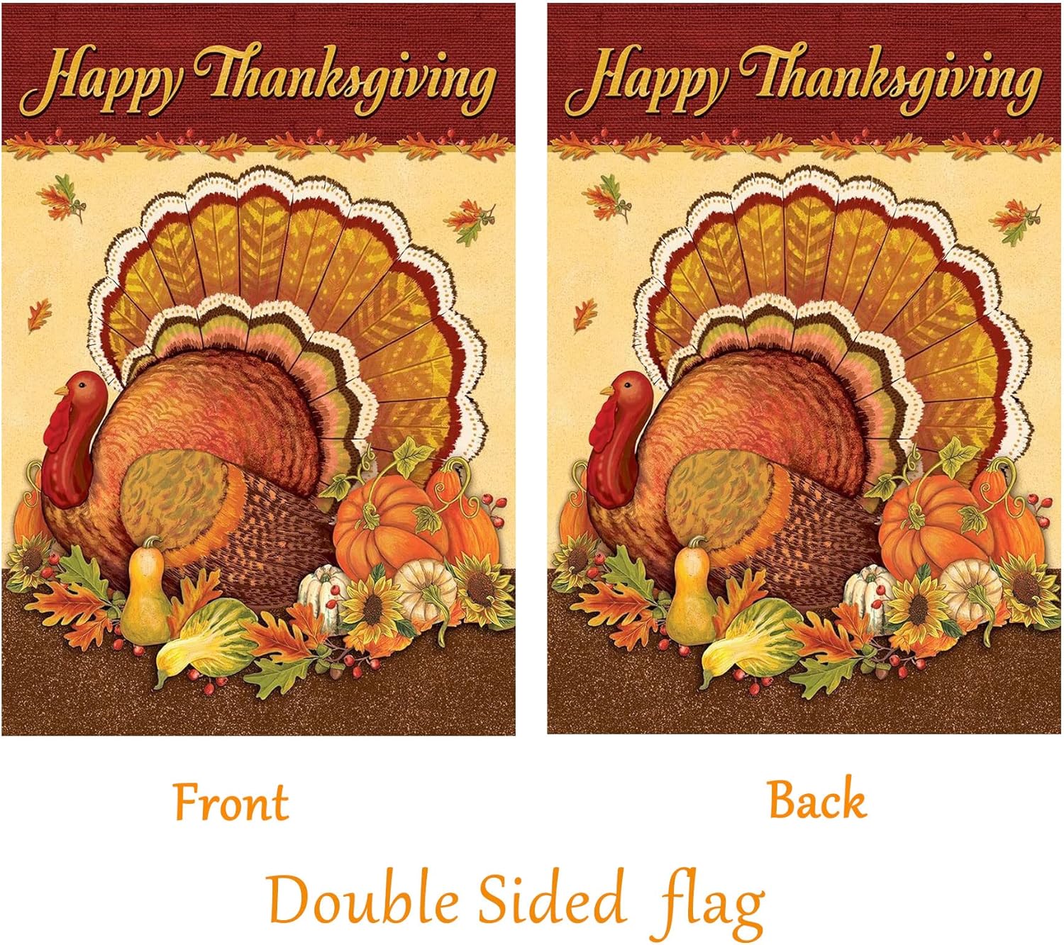 Thanksgiving Garden Flag,Happy Thanksgiving House Flags 12 x 18 Inch Double-Sided 2 Layer Turkey House Flag for Decoration - Image 5