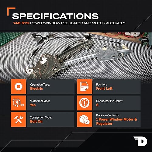 Miniatura 2 de Dorman 748-579 Conjunto de motor y regulador de elevalunas eléctrico del lado del conductor delantero compatible con modelos seleccionados de Jeep