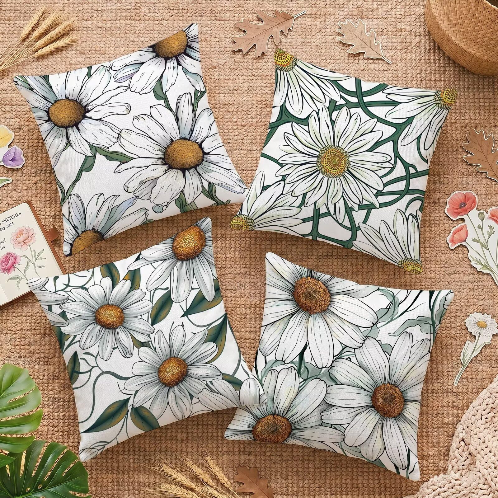Housse de coussin extérieur imperméable 50x50 velours blanc canapé salon