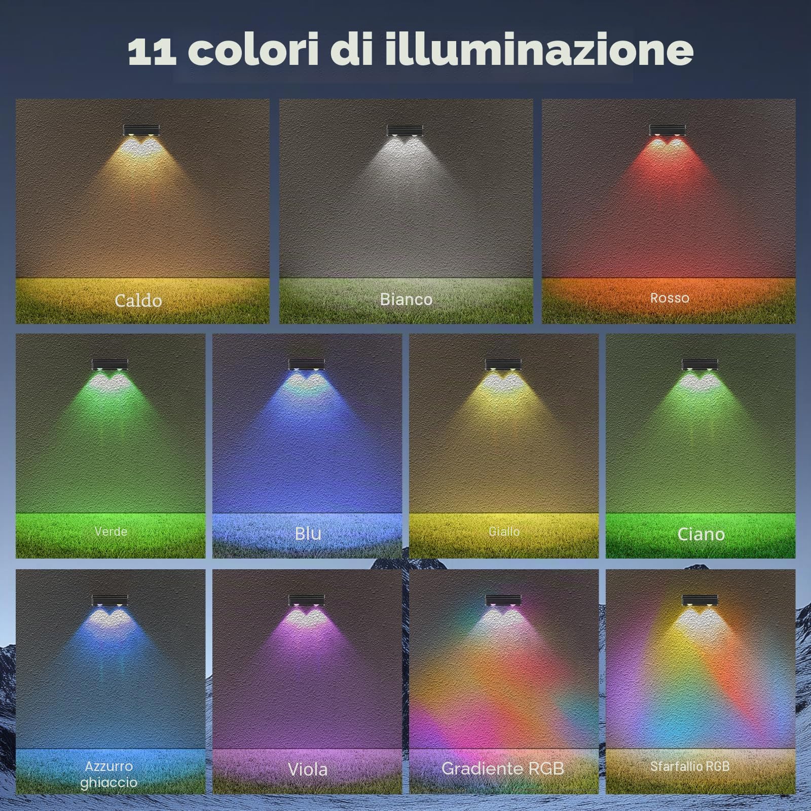 Luci Solari Esterno Giardino 8 Pezzi,IP65 Impermeabili,Lampada Solare da Parete,11 Modalità,Luce Solare Da Giardino,Auto On/off,Luci Solari Per Recinzione, Cortile, Scale