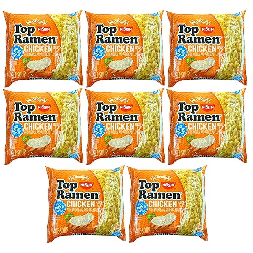 Miniatura 1 de Nissin Top Ramen - Tallarines para sopa de pollo con sabor a ramen, 3 onzas, paquete de 8 ramen, fideos ramen, a granel con caja de comestibles