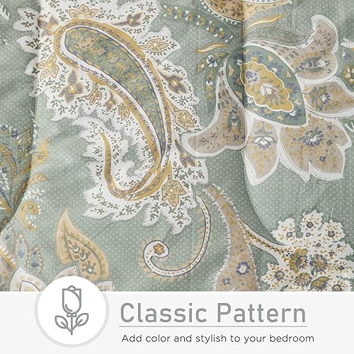 Miniatura 4 de ATsense - Juego de edredón tamaño king de cachemira, para todas las estaciones, 3 piezas, 100% tela de algodón, relleno de microfibra suave, edredón