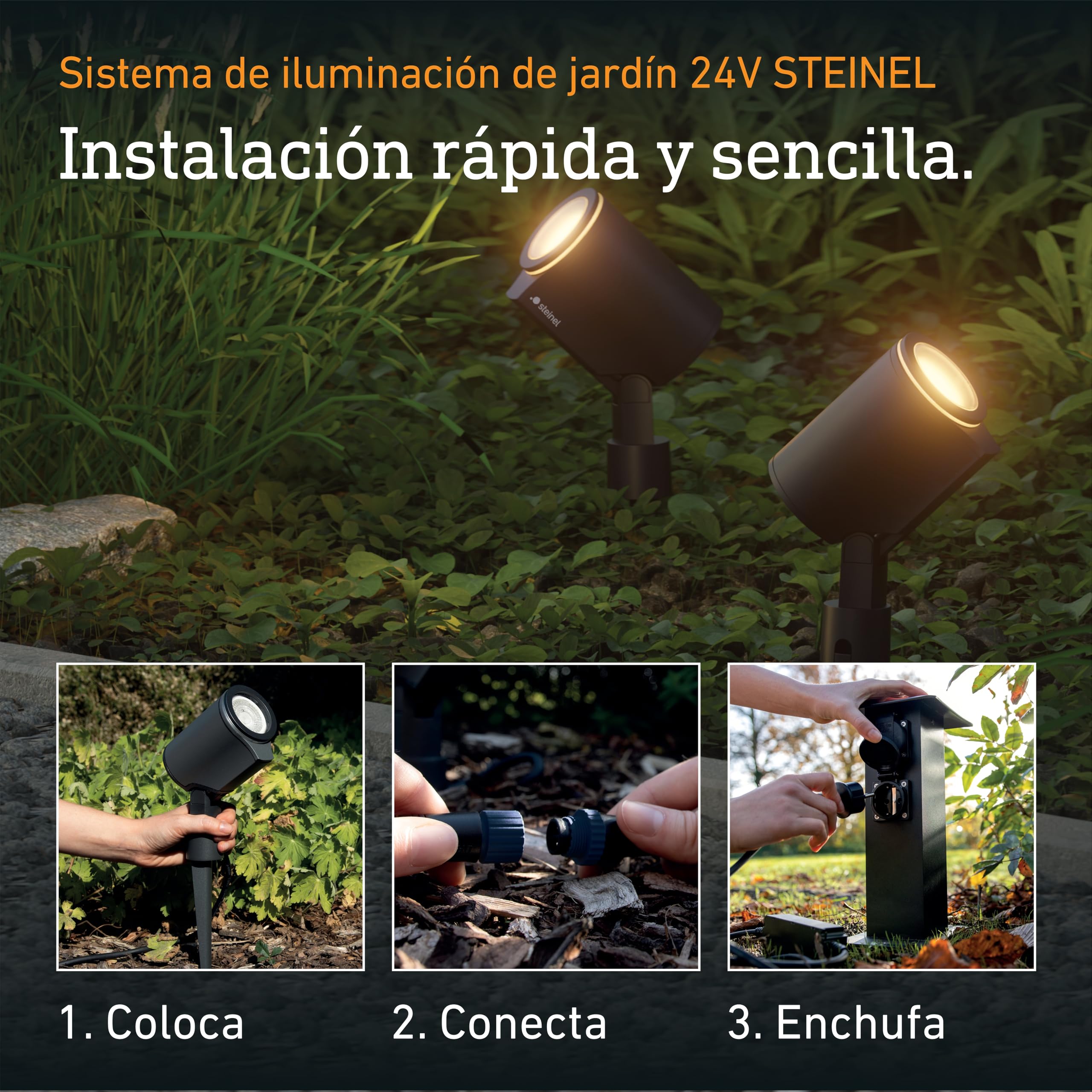 Steinel Fuente de alimentación de 24 V 100 W, Transformador de bajo Voltaje con Enchufe UE, IP67, 2 Salidas, Plug & Play, Accesorios de jardín de 24 V