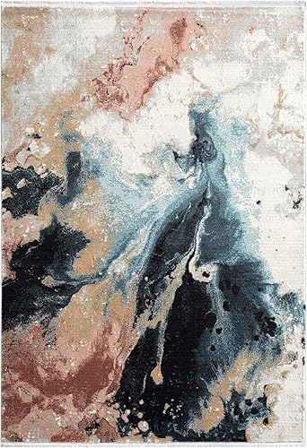 Miniatura 10 de Abani Alfombra contemporánea de 2 x 3 pies, cálida, envejecida, envejecida, moderna, sin desprendimiento, color naranja, para sala de estar