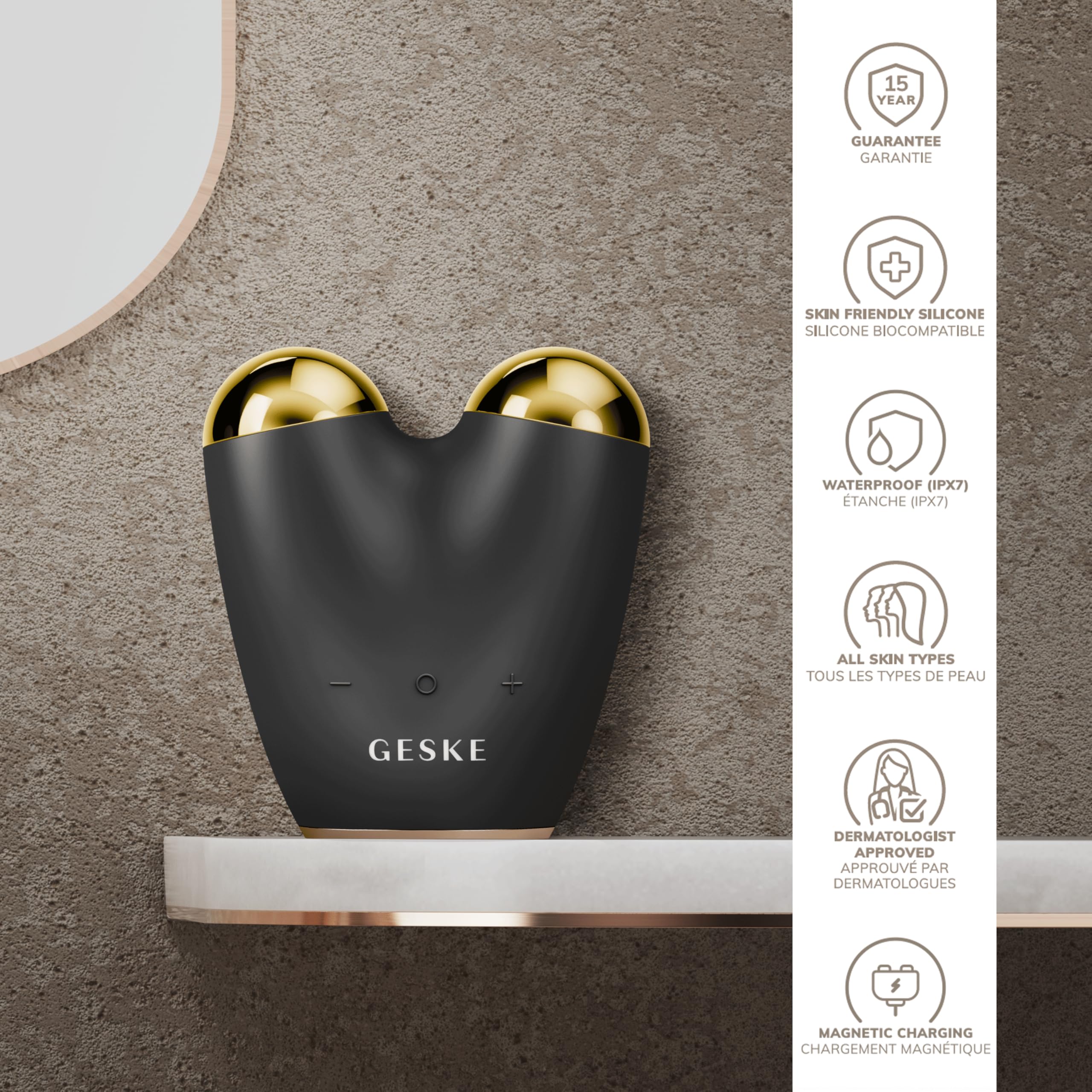 GESKE | Dispositivo lifting viso a microcorrente SmartAppGuided™ | 6 in 1 | Lifting facciale | Strumenti per la cura della pelle | Dispositivo anti-età | Microcorrente anti-rughe