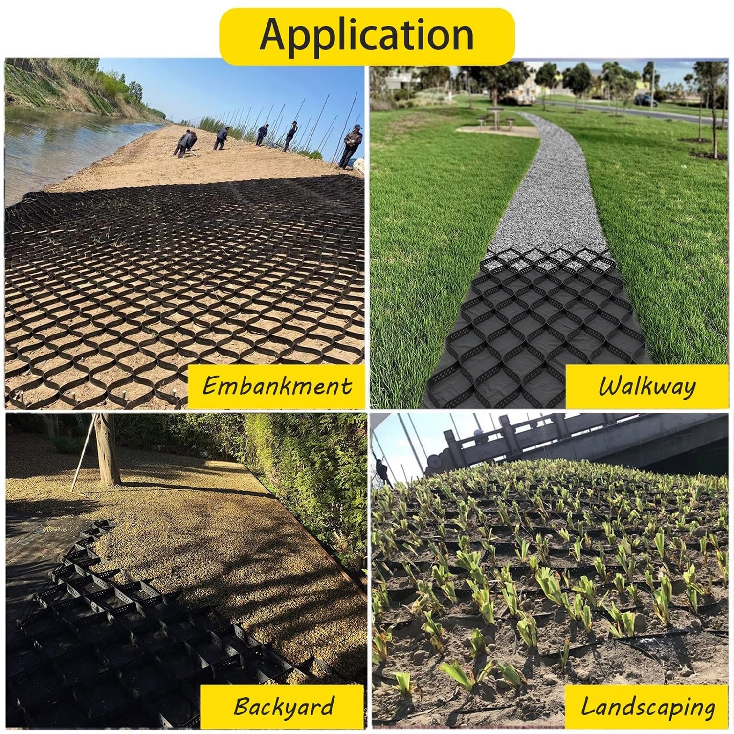 5 cm Geo Gravel Grid Ground Gravel, rozszerzalna siatka stabilizacyjna z polietylenu, HDPE o wysokiej gęstości, łatwa instalacja, idealna do ogrodów, podjazdów, obciążenie 850 kg na metr kwadratowy