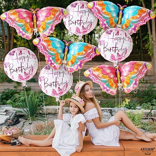 Miniatura 3 de KatchOn, Globos gigantes de 39 pulgadas, paquete de 8, decoraciones de fiesta de mariposa, globo de mariposa para decoraciones de cumpleaños de