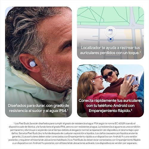 Google Pixel Buds 2a - Wireless Earbuds with Active Noise Cancellation - Lightweight, Comfortable Fit - Water Resistant - Bluetooth Compatible - Hazel - 6