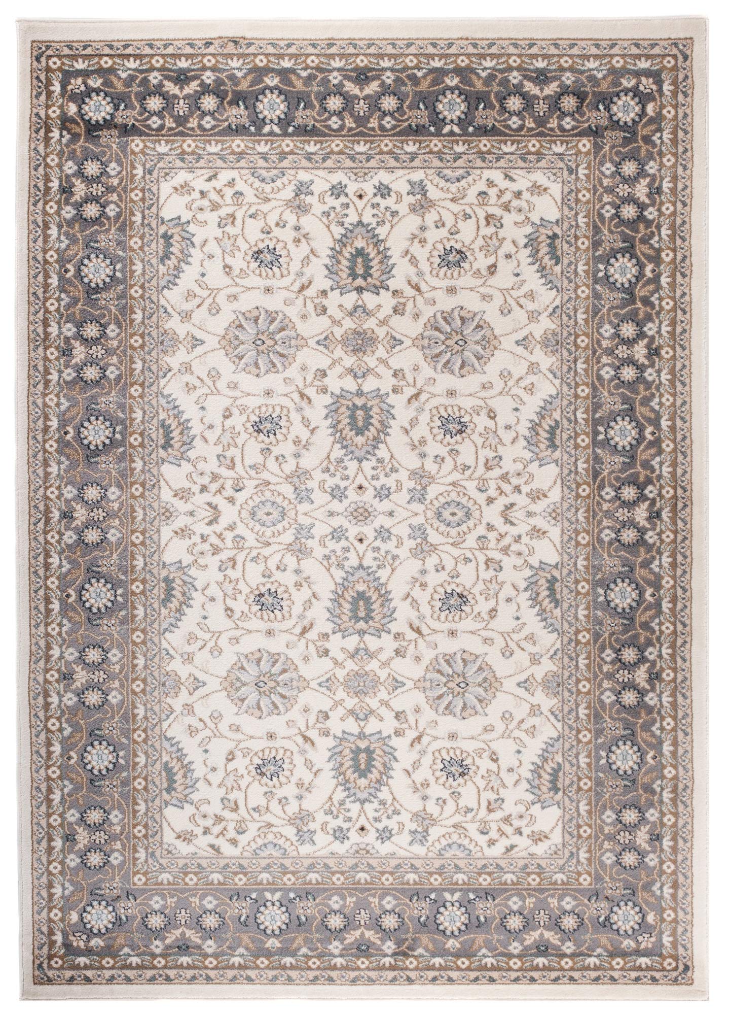 TAPISO Colorado Teppich Kurzflor Creme Beige Grau Floral 180 x 250 cm
