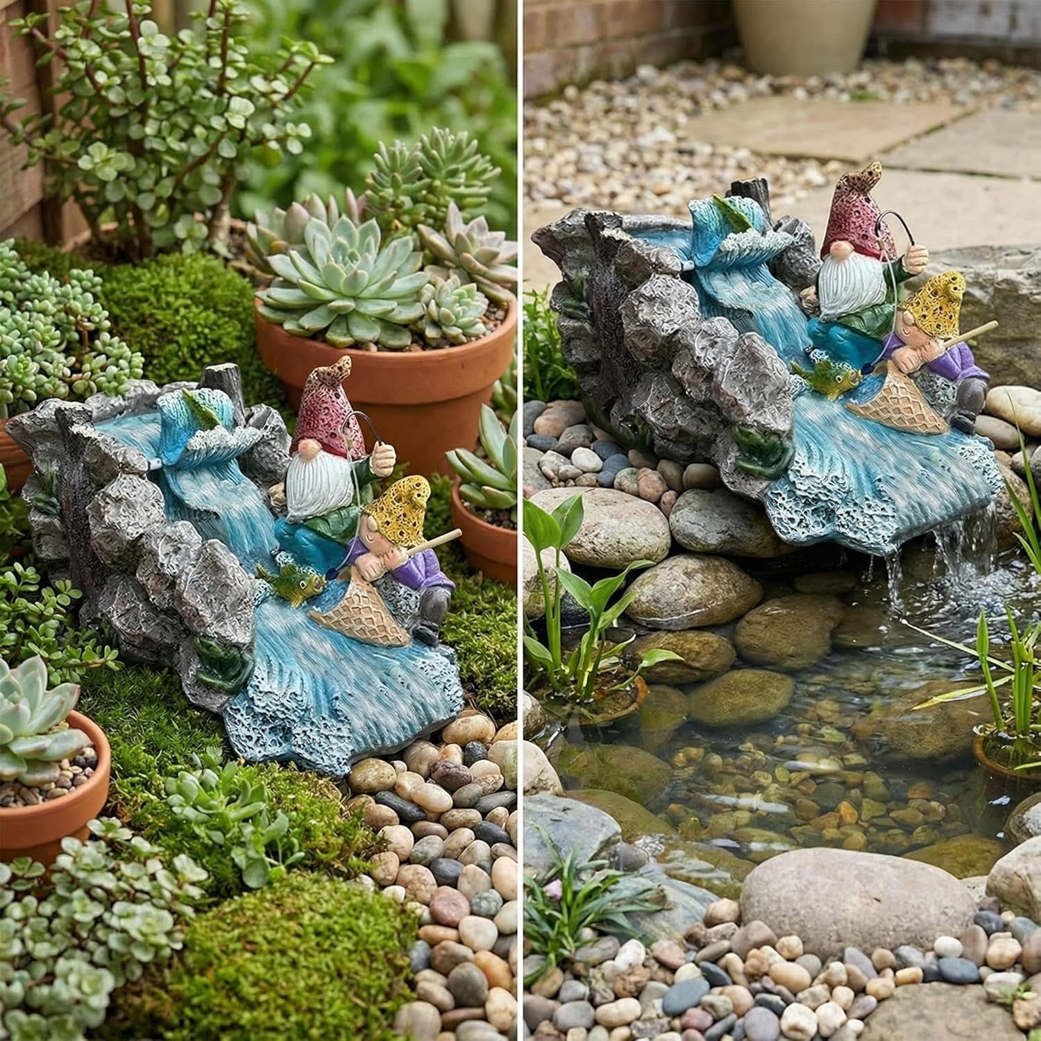 Gollum Splash Block – Decorative Resin Downspout Diverter & Water Feature, 11.4” x 6.3” x 6.9”, Durable Rainwater Drainage Statue for Garden, Patio, Yard, Pond or Aquarium, Outdoor Dwarf Gutter Décor