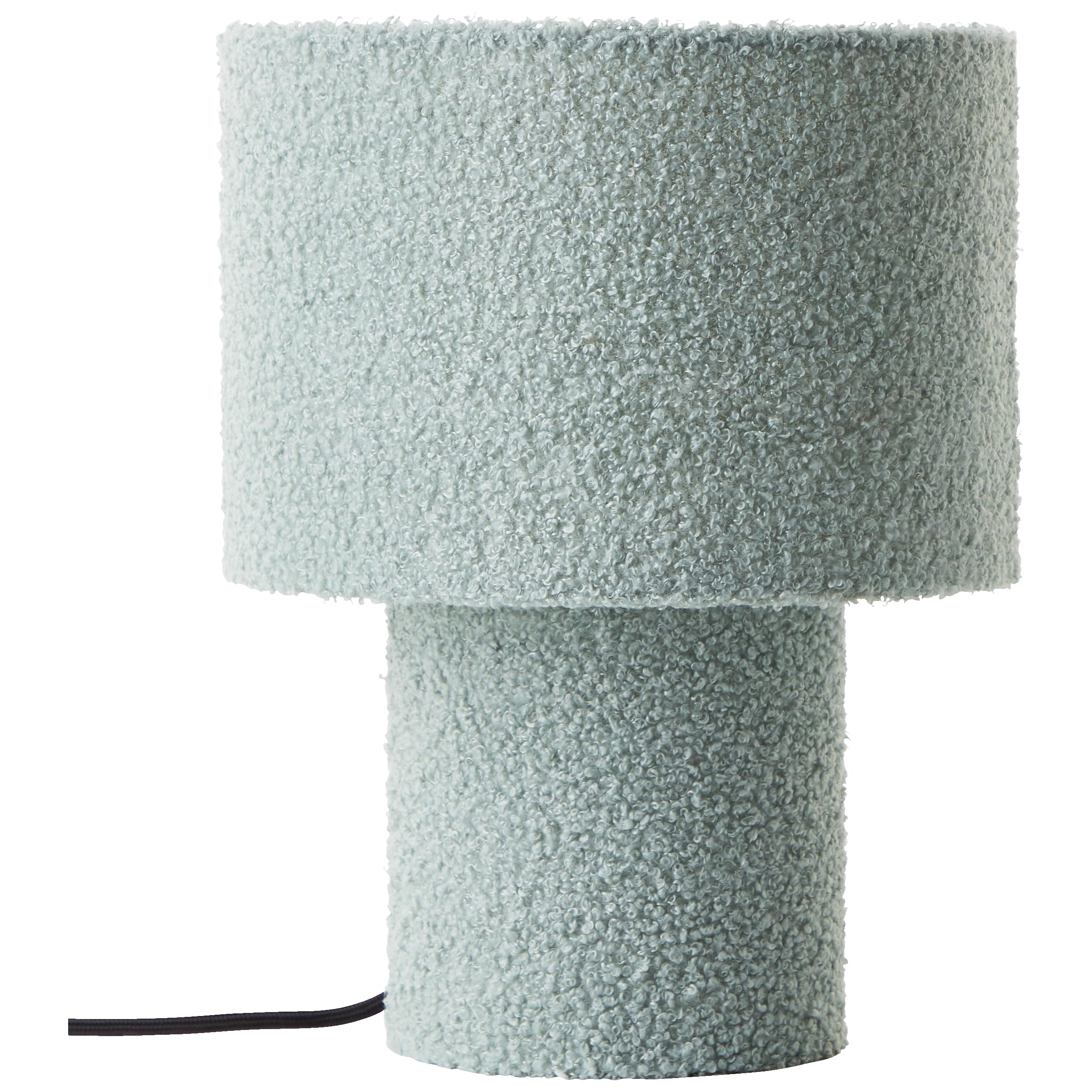 Lightbox Nacht-Tischlampe | Ø 23 cm, 30 cm Höhe | Tischleuchte mit Wipp-Schalter & hochwertigem Teddy-Stoff | E27 Fassung | flauschige Schlafzimmer-Lese-Lampe aus Metall/Textil in Grün