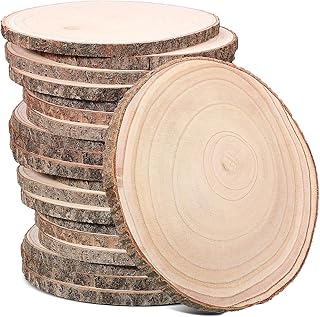 Tioncy 20 Pcs Wood Slices for Centerpieces Round Unfinished Wood Centerpieces for Tables Natural Wooden Circle for DIY Crafts Rustic Wedding Centerpiece Decor(10-12 Inch)