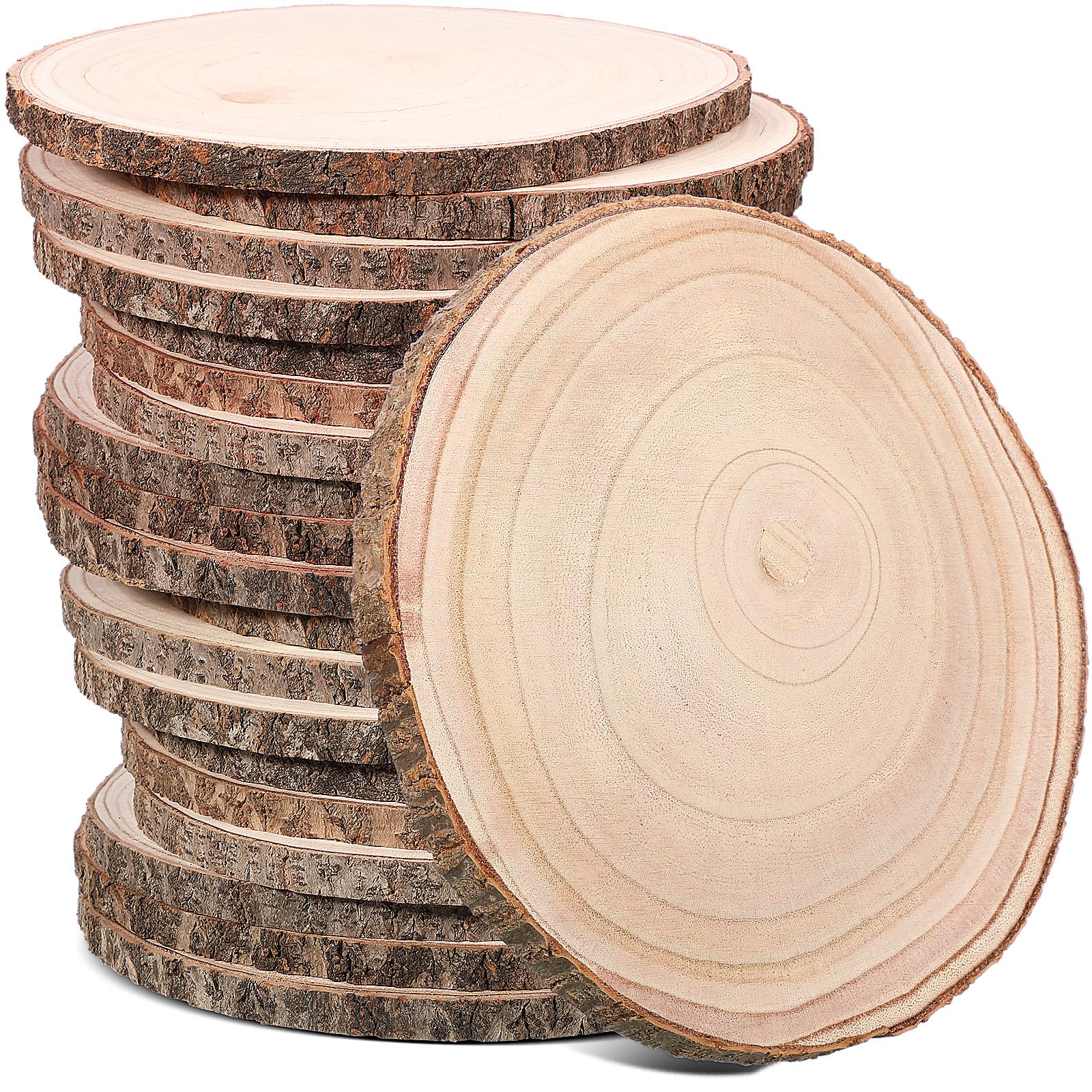 tioncy 20 pcs wood slices for centerpieces round unfinished wood centerpieces for tables natural wooden circle for diy crafts rustic wedding centerpiece decor(10-12 inch)