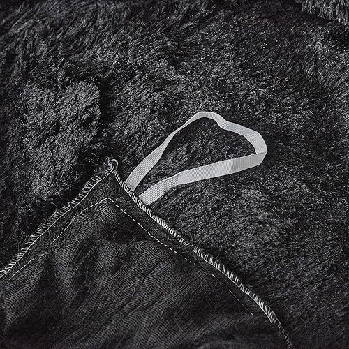 Miniatura 6 de Uhamho Juego de funda de edredón mullido de piel sintética y terciopelo, juego de ropa de cama con fundas de almohada, ultra suave, cálido (negro,