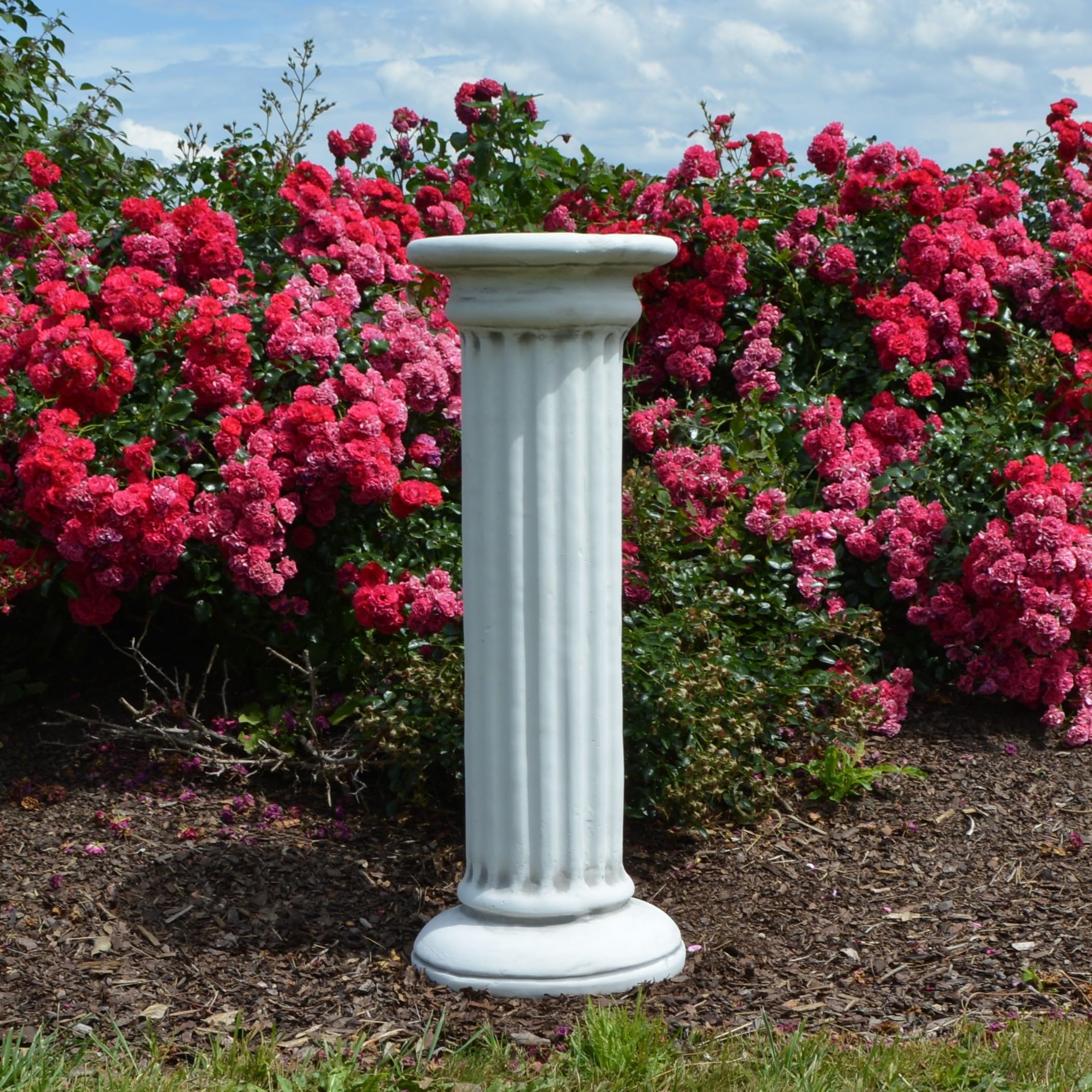 Colonne Pleine Base Ronde Hauteur 38 Cm - En Pierre De Fonte Résistante Au Gel, Gris