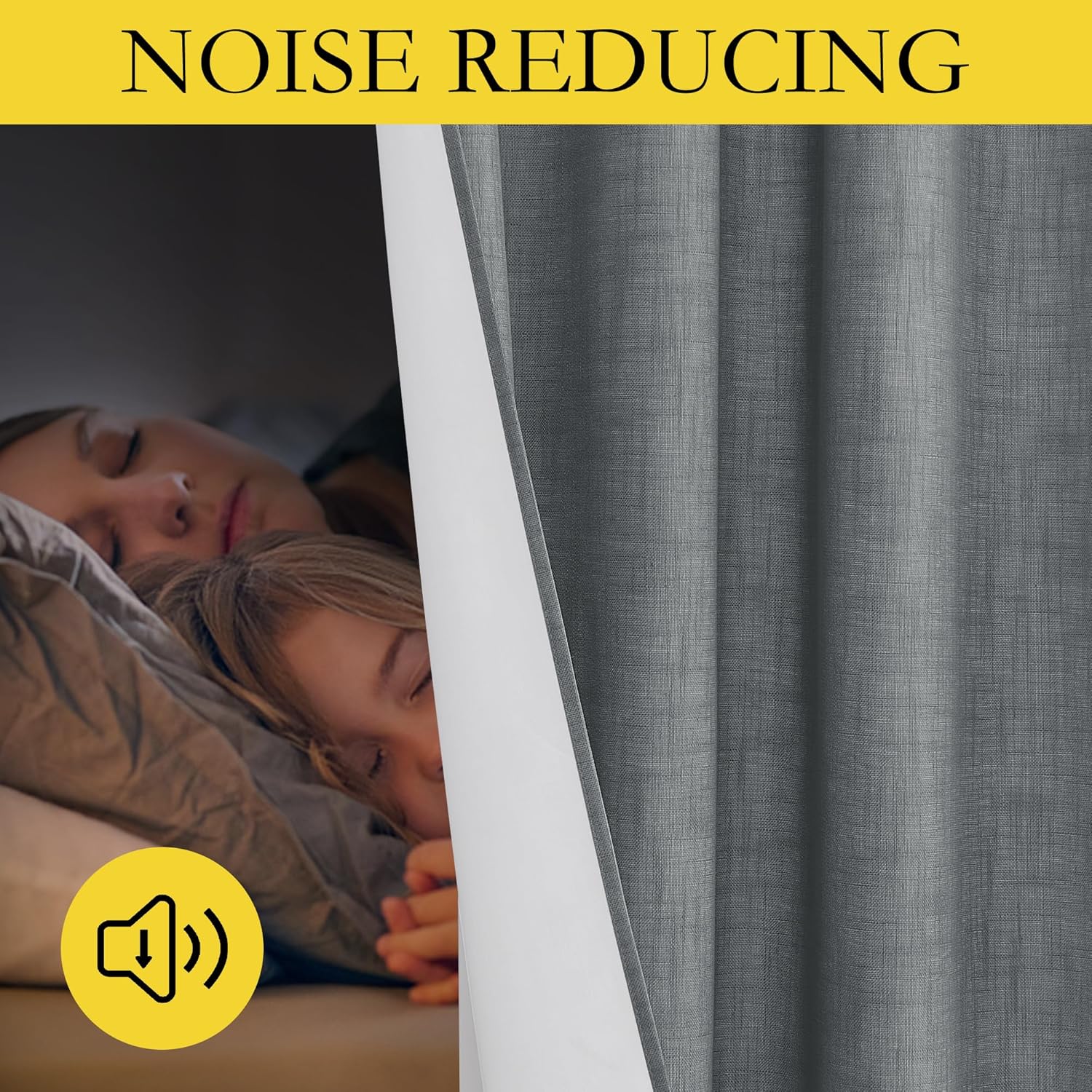 NICETOWN 100% Absolutely Blackout Linen Curtains with Thermal Insulated White Liner, Dove Grey, W62, 2 Pieces, Noise Reducing Textured Linen Look Curtains for Windows 90 inch Length for Classroom 62"W x 90"L (Pack of 2) Dove Grey