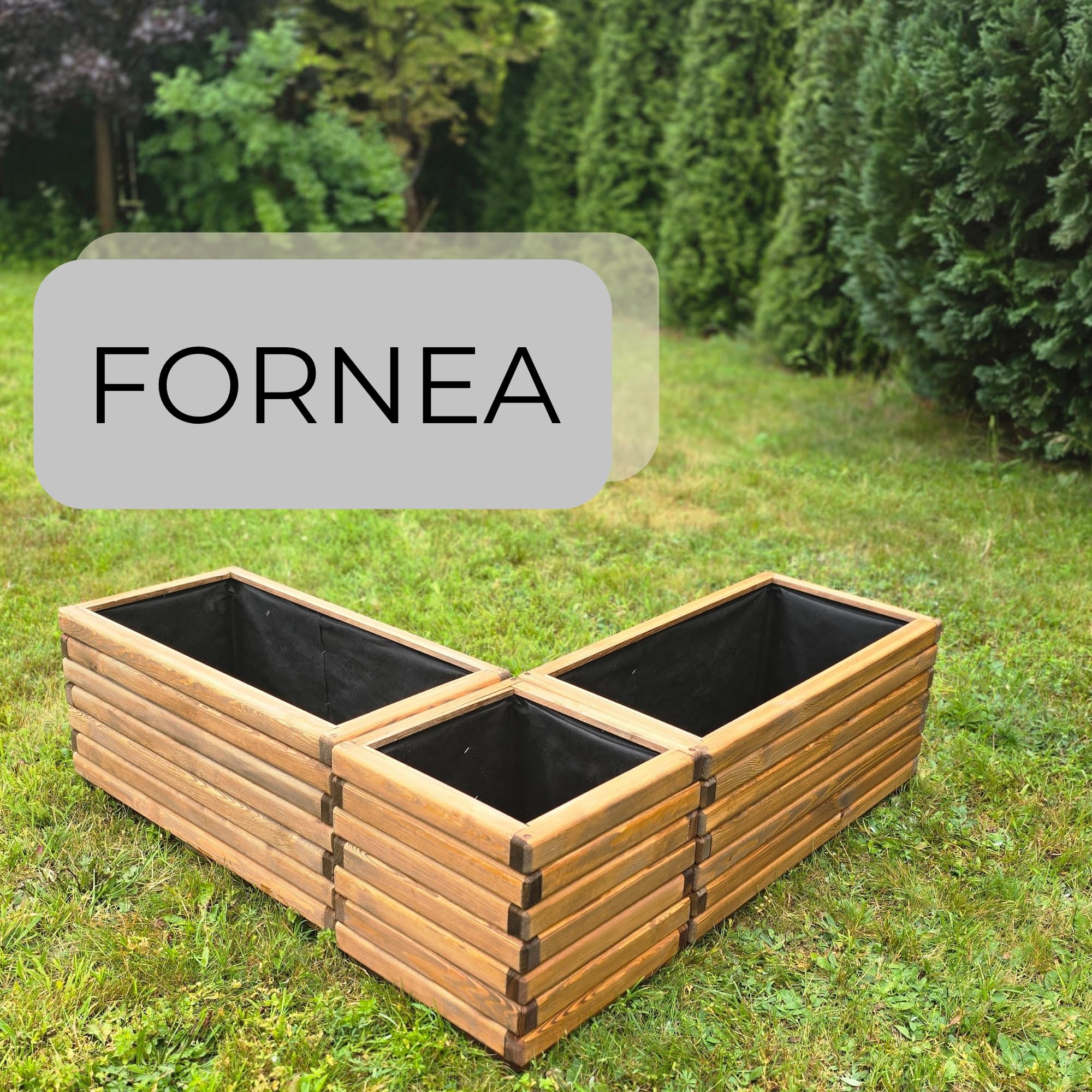 Fioriera in Legno con Tessuto Non Tessuto 118x25x25 cm cm Legno Massello Impregnato Colore Teak Vaso da Esterno per Giardino Balcone e Terrazza, Resistente alle Intemperie, 43L