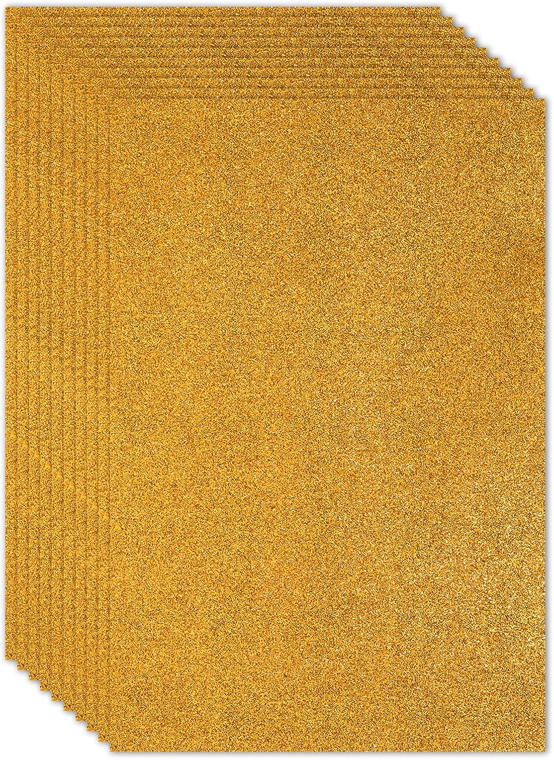 PATIKIL Gold Tone Shiny EVA Glitter Foam Sheet 11 x 8 Inch 2mm Thick Sparkle EVA Glitter Felt for Crafts DIY Project, 10 Pcs