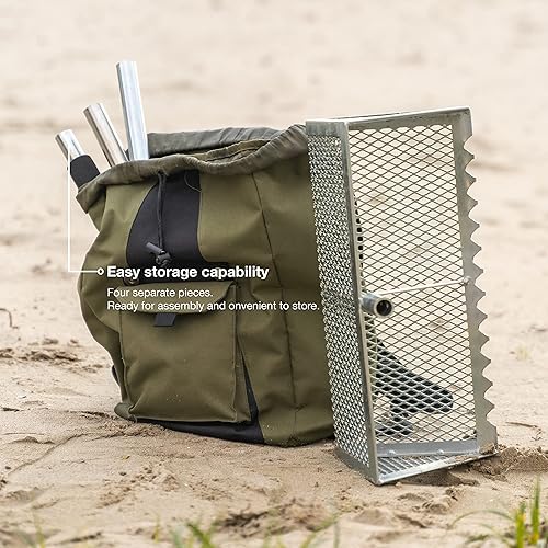 Miniatura 7 de Rastrillo para pulgas de arena, canasta de acero de grado comercial de 16 pulgadas con mango ergonómico  de neopreno de 55 pulgadas, tamiz de pulgas