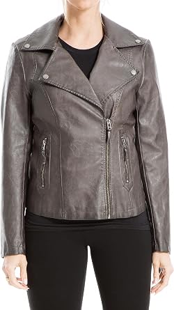 Max Studio Womens Fall 2023 Trendy Fashion Everyday Casual Faux Leather Jacket