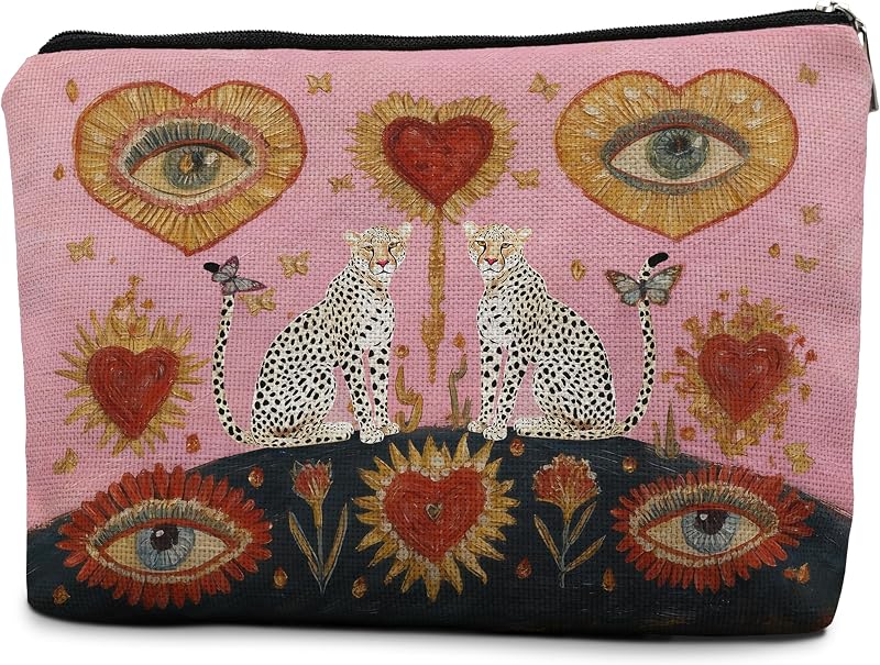 Necessaire de maquiagem e viagem efgthyjdh com estampa de leopardo, fechamento por zíper