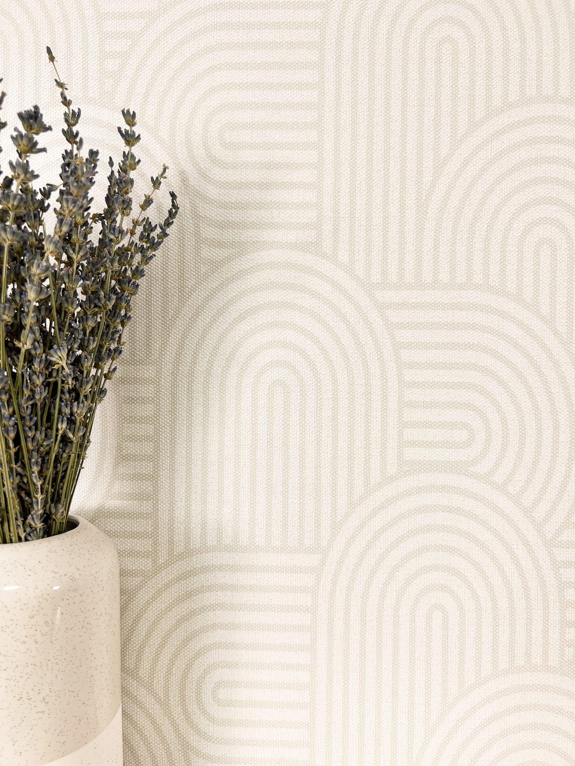 Newroom Vliestapete Creme Bogenlinien Boho Mustertapete Wohnzimmer