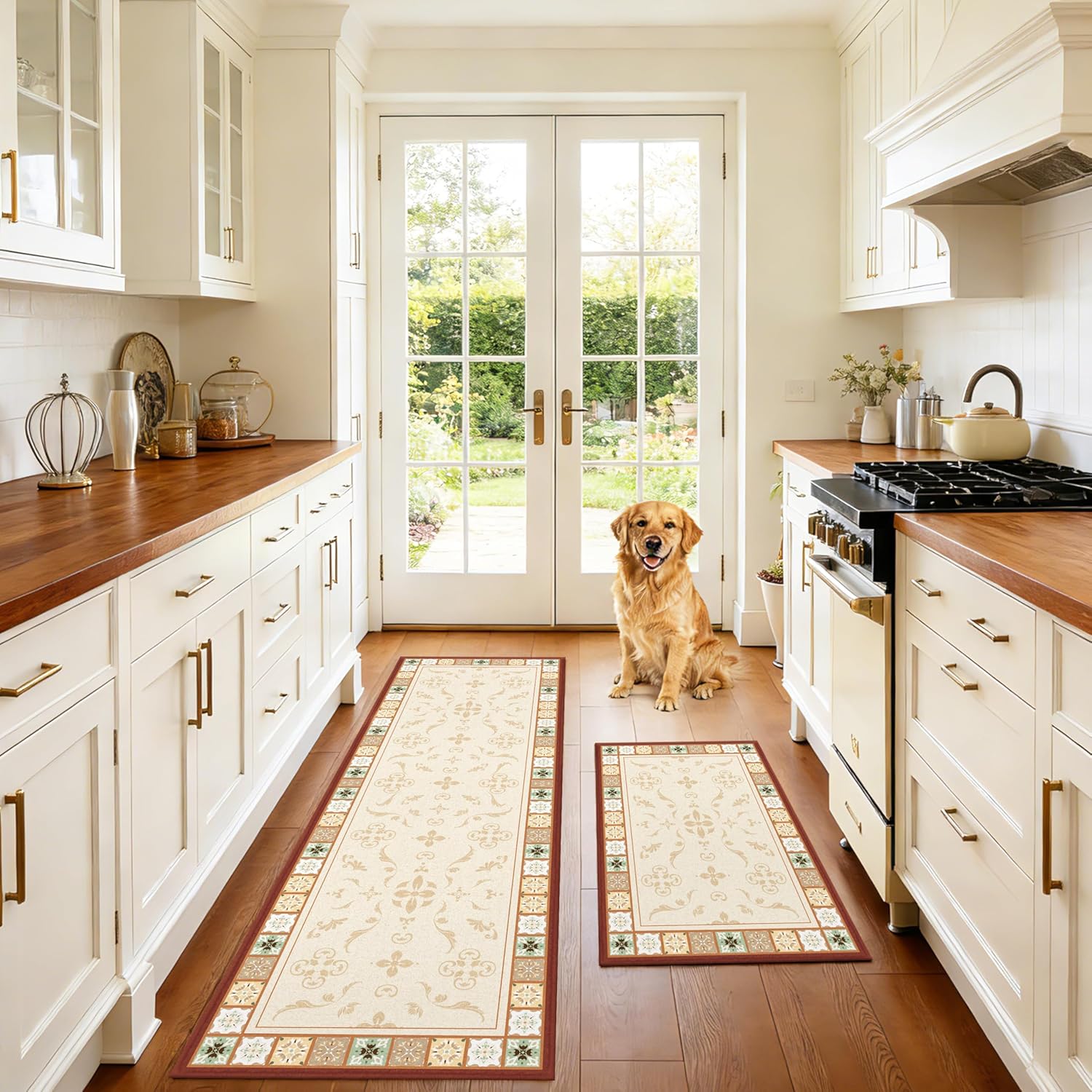 2x6 Hallway Runner Rug, Washable Soft Non Slip Low Pile Runner Rugs Modern Farmhouse Decor Floor Carpet for Kitchen Bedroom Laundry Brown