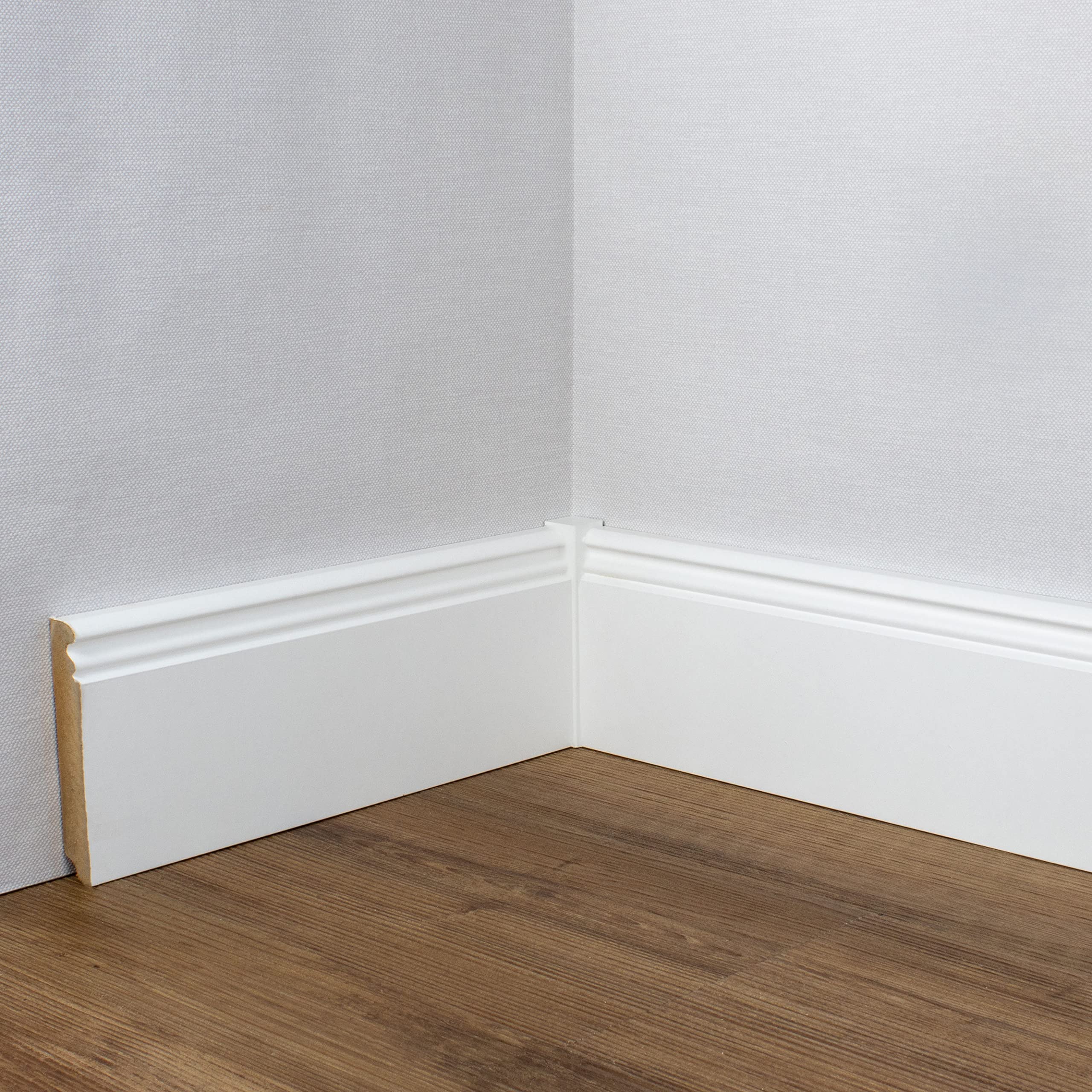 PROVISTON - Battiscopa con profilo di Berlino, 19 x 115 x 2500 mm, anima in MDF laminato, bianco, da incollare, viti e chiodi, stile classico, 25 metri, 10 pezzi