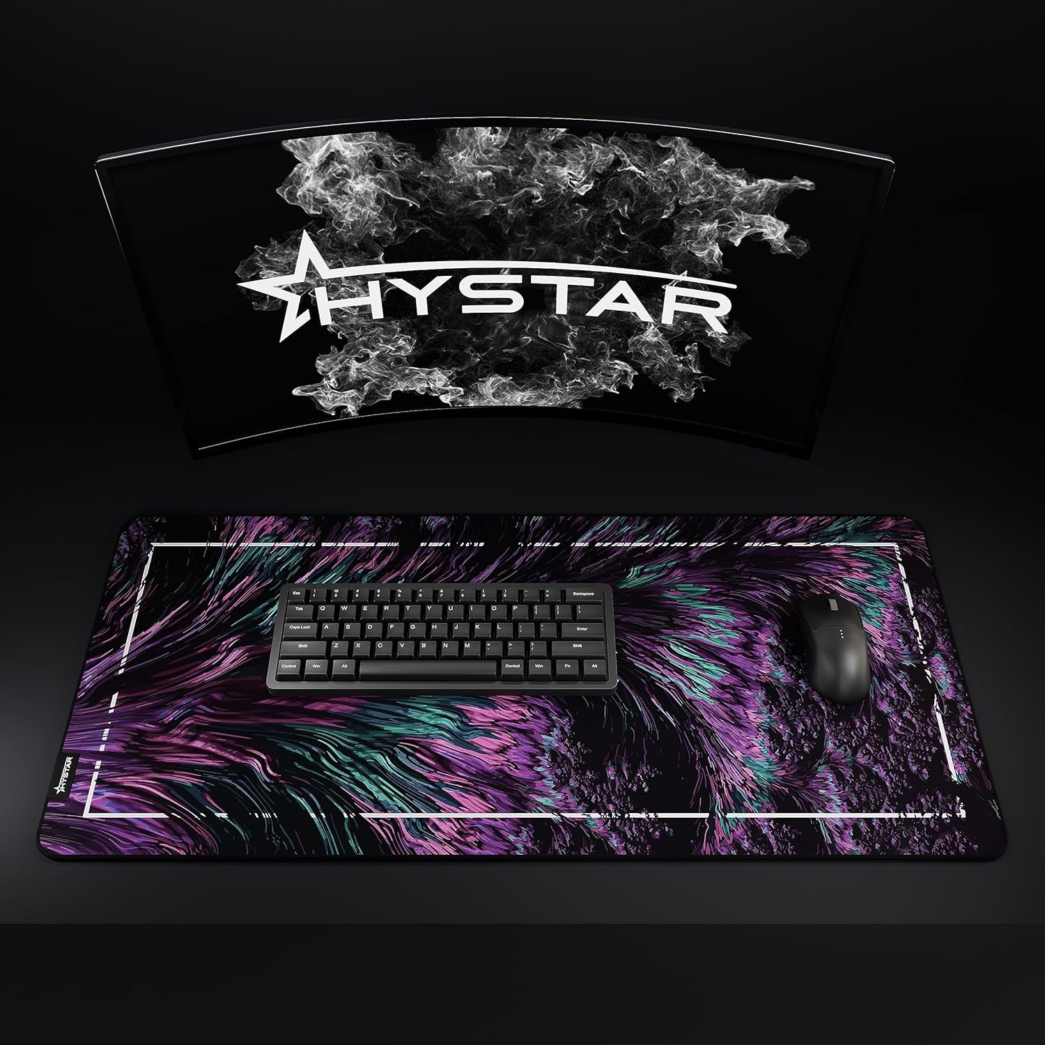 Hystar® Extended Gaming Mouse Pad | XXL 36" x 16" | 5mm Thick, Waterproof Surface, Smooth Polyester Fabric, and Natural Rubber Base | Dreamy Death