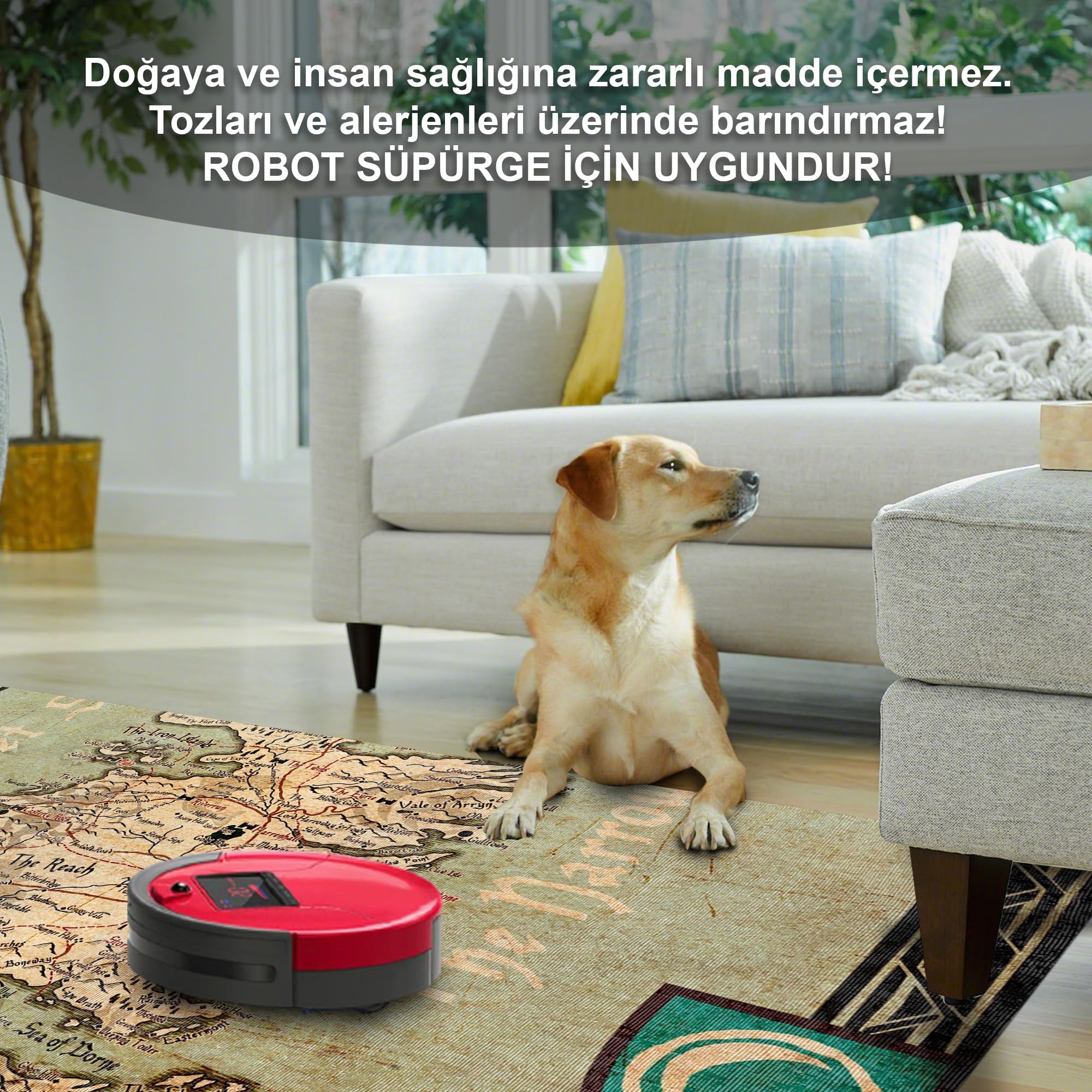 Latte Dizayn Groundplay Desenli Kadife Pamuk Tabanlı Yıkanabilen Kaydırmaz Antibakteriyel Salon Halısı 100x200