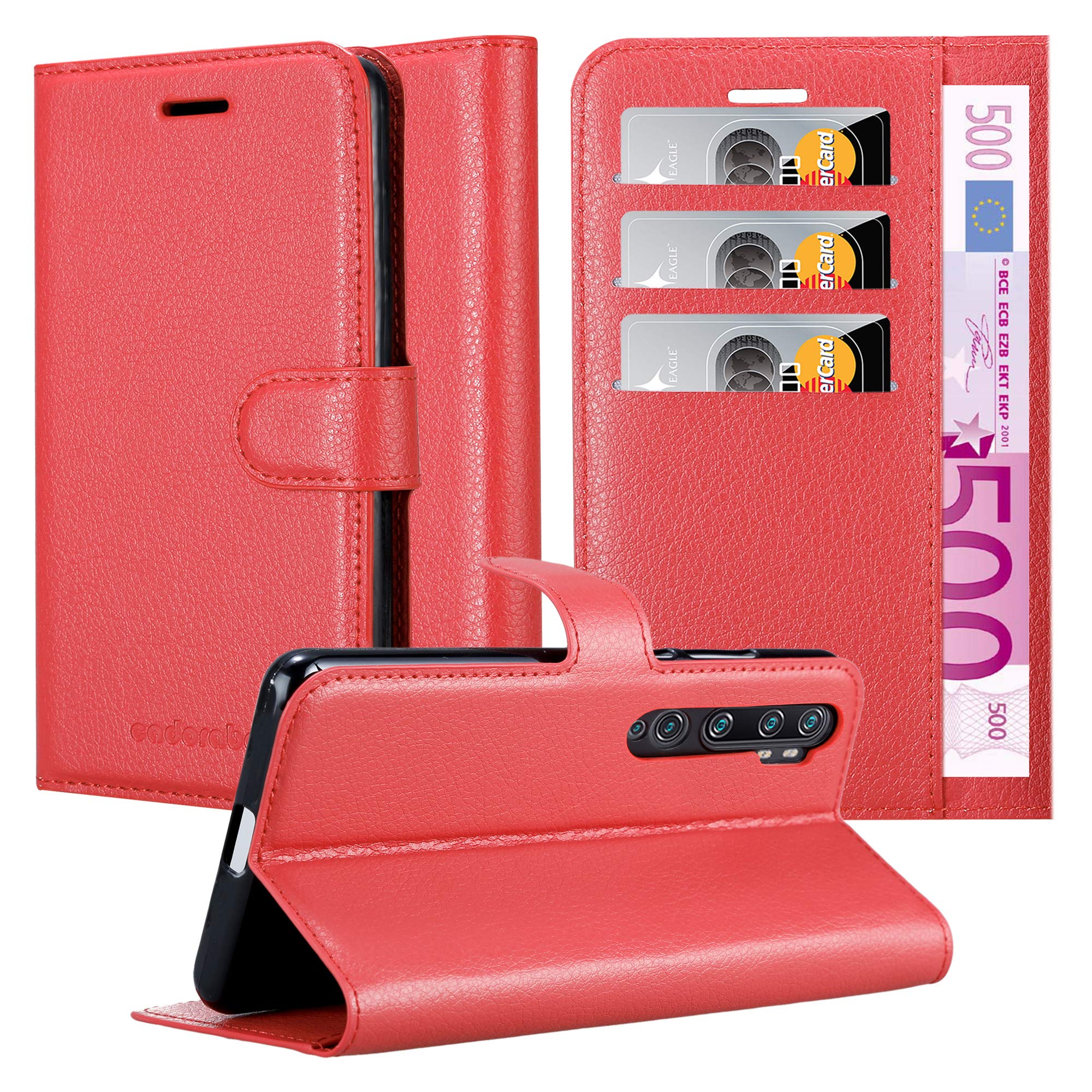 Cadorabo Cover Portafoglio Per Xiaomi Redmi Note 10 In Rosso Carminio – Pelle Sintetica, Slot Carte E Chiusura Magnetica - 5