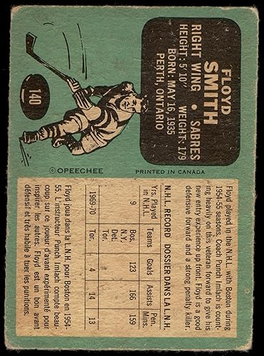 Miniatura 2 de 1970 O-Pee-Chee # 140 Floyd Smith Buffalo Sabres (Hockey Card) POOR Sabres