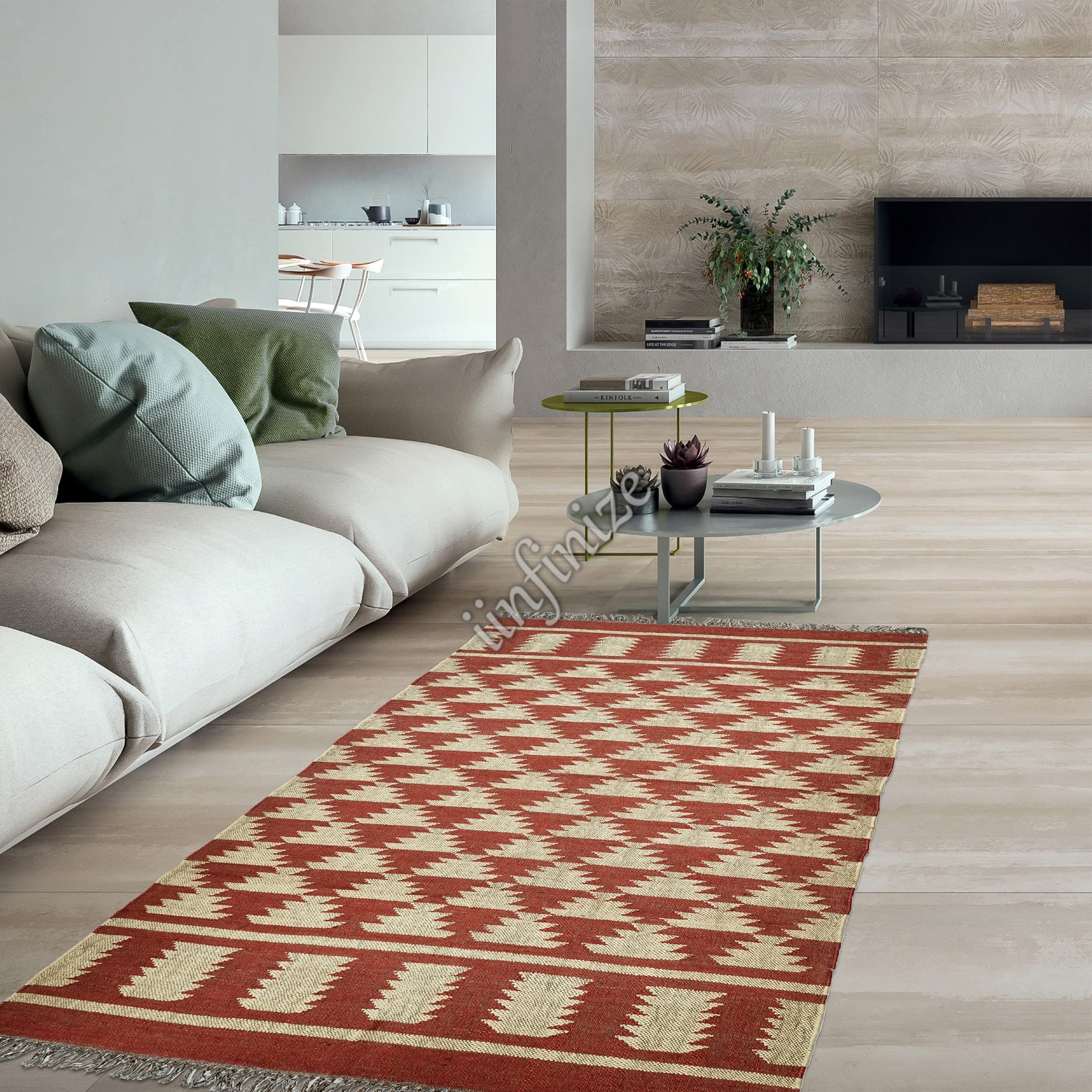 Tapis de sol traditionnel tissé à la main en laine de jute pour intérieur et extérieur, tapis de yoga attrayant Kilim turc