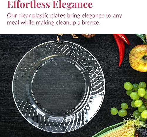Miniatura 14 de Prestee Platos desechables, 72 unidades - 7.5 pulgadas, plato de plástico transparente resistente, para pasteles, ensalada, aperitivo, cena, platos