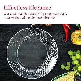 Prestee 7.5 Inch Clear Plastic Plates - 144 Ct Disposable Heavy Duty Appetizer Plates, Elegant Clear Plasticware for Weddings, Parties, Holiday Disposable Dessert Plates, Salad Plates for Events
