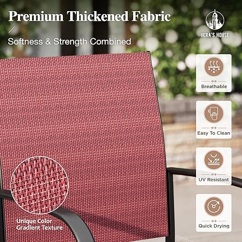 Miniatura 2 de HERA'S HOUSE Juego de comedor rojo para 4, juego de mesa y sillas de exterior de 5 piezas, 4 sillas de comedor de textileno, mesa de comedor