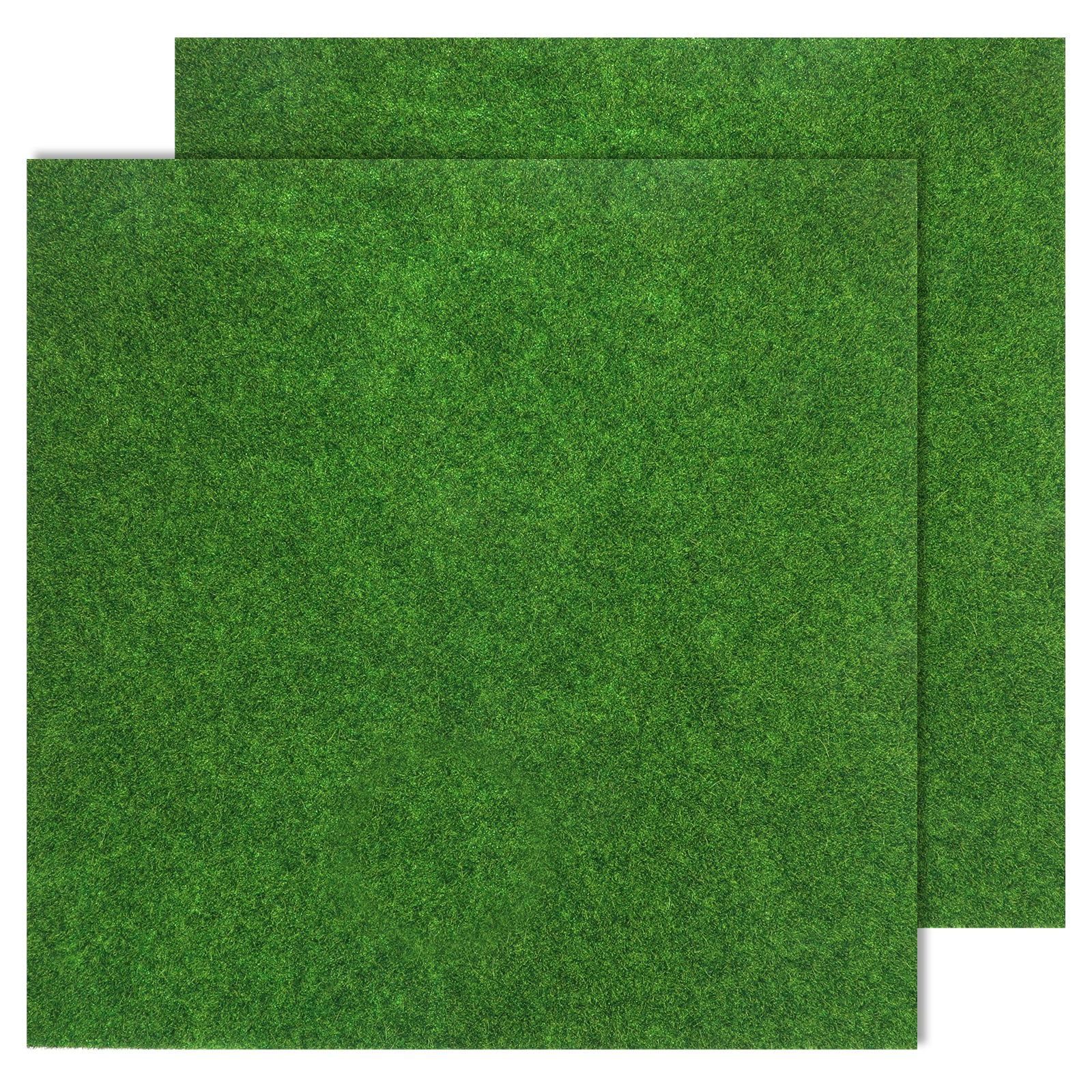 Photo 1 of Alrhso 2 Pcs 12x12 Inches Fake Grass for Crafts Artificial Grass Mat Grasses Squares Placemats Artificial Grasses Turf Patch Tiles DIY Mini Garden Decor for Tabletop Decorations DIY Decoration(Green)